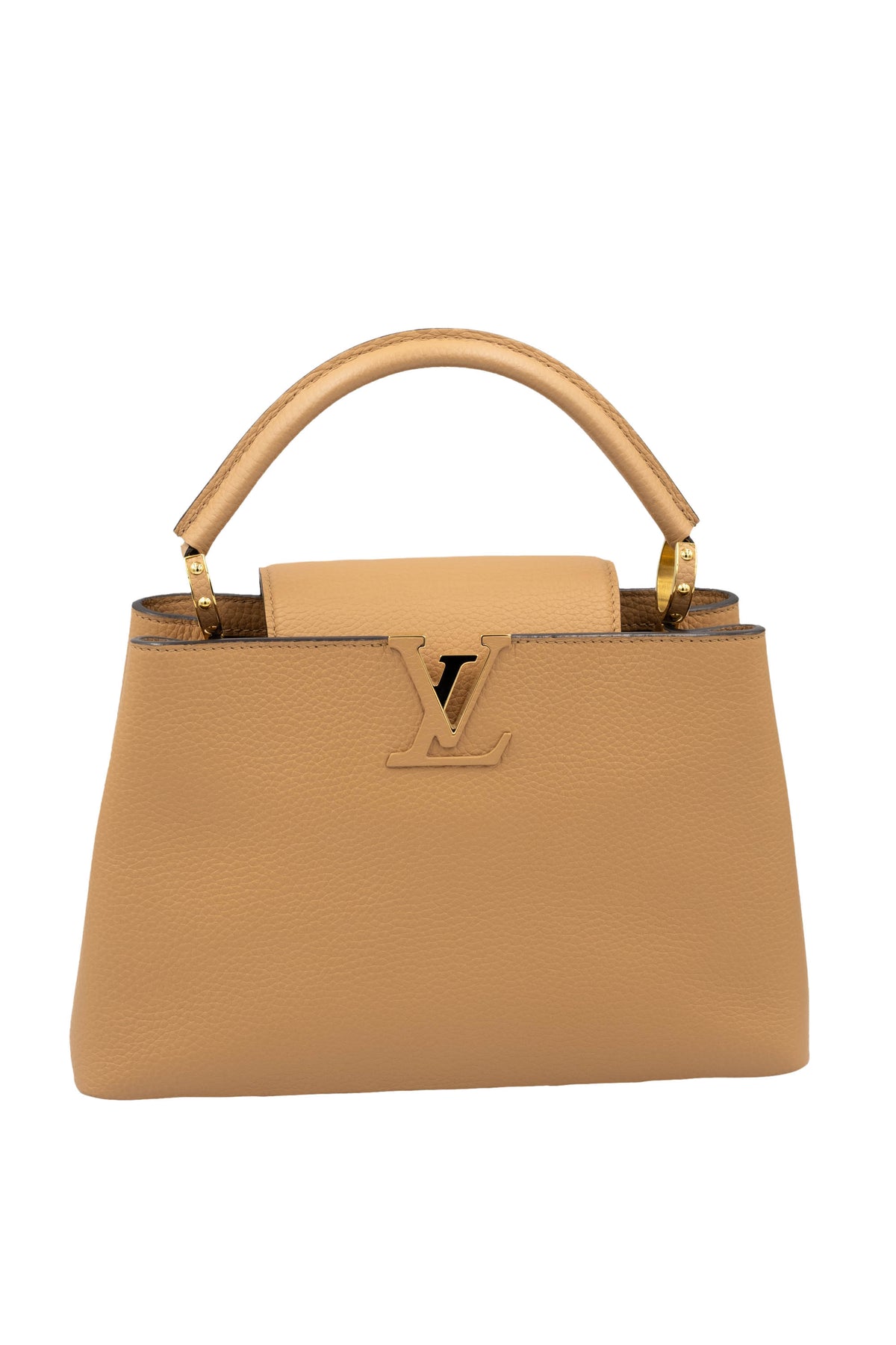 Louis Vuitton Beige Leather Capucines Top Handle Purse Size MM