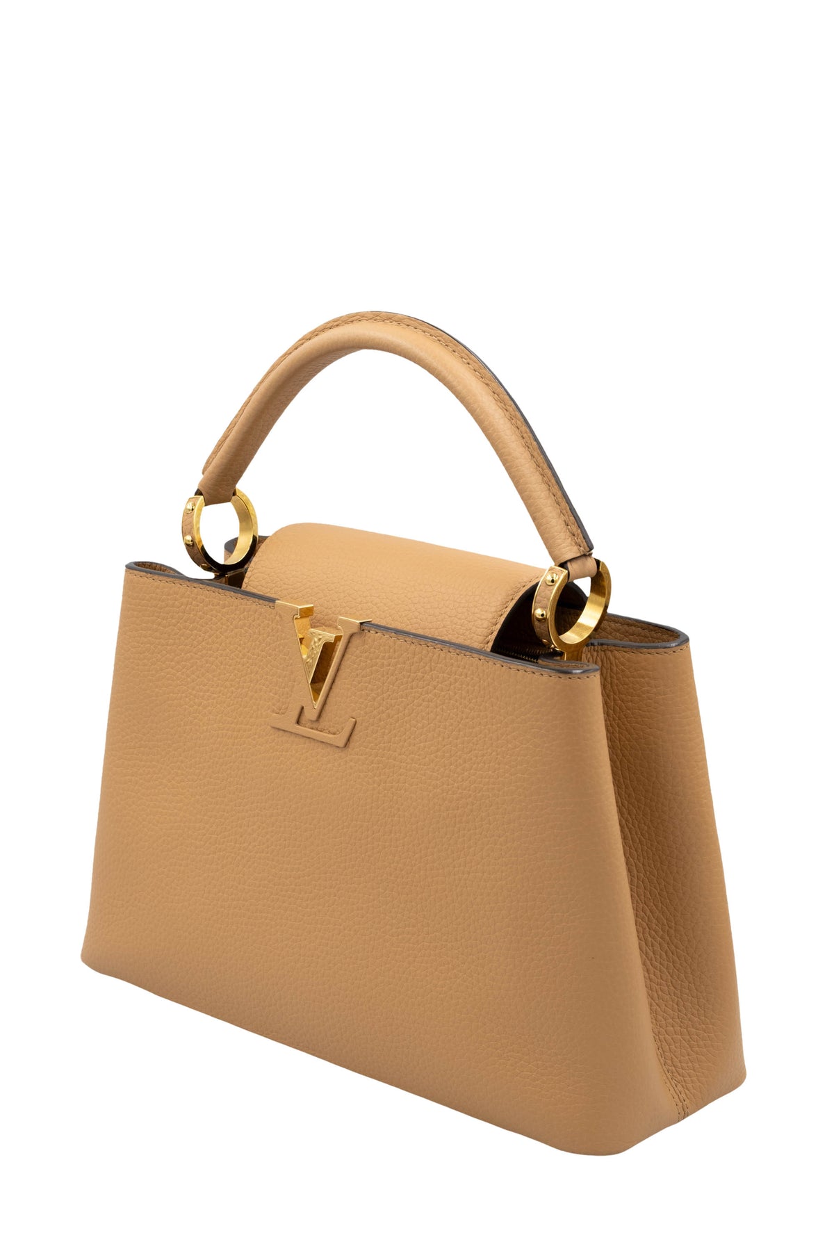 Louis Vuitton Beige Leather Capucines Top Handle Purse Size MM