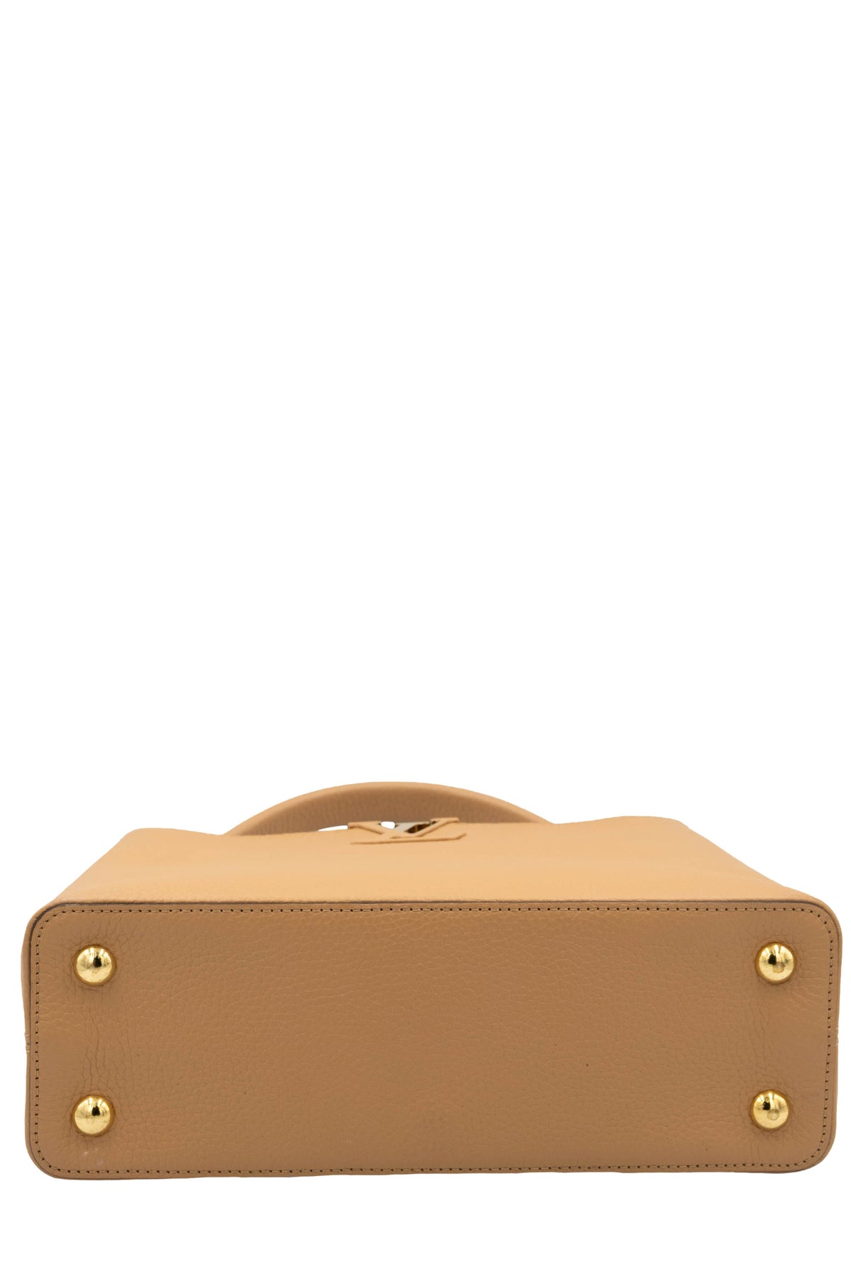 Louis Vuitton Beige Leather Capucines Top Handle Purse Size MM