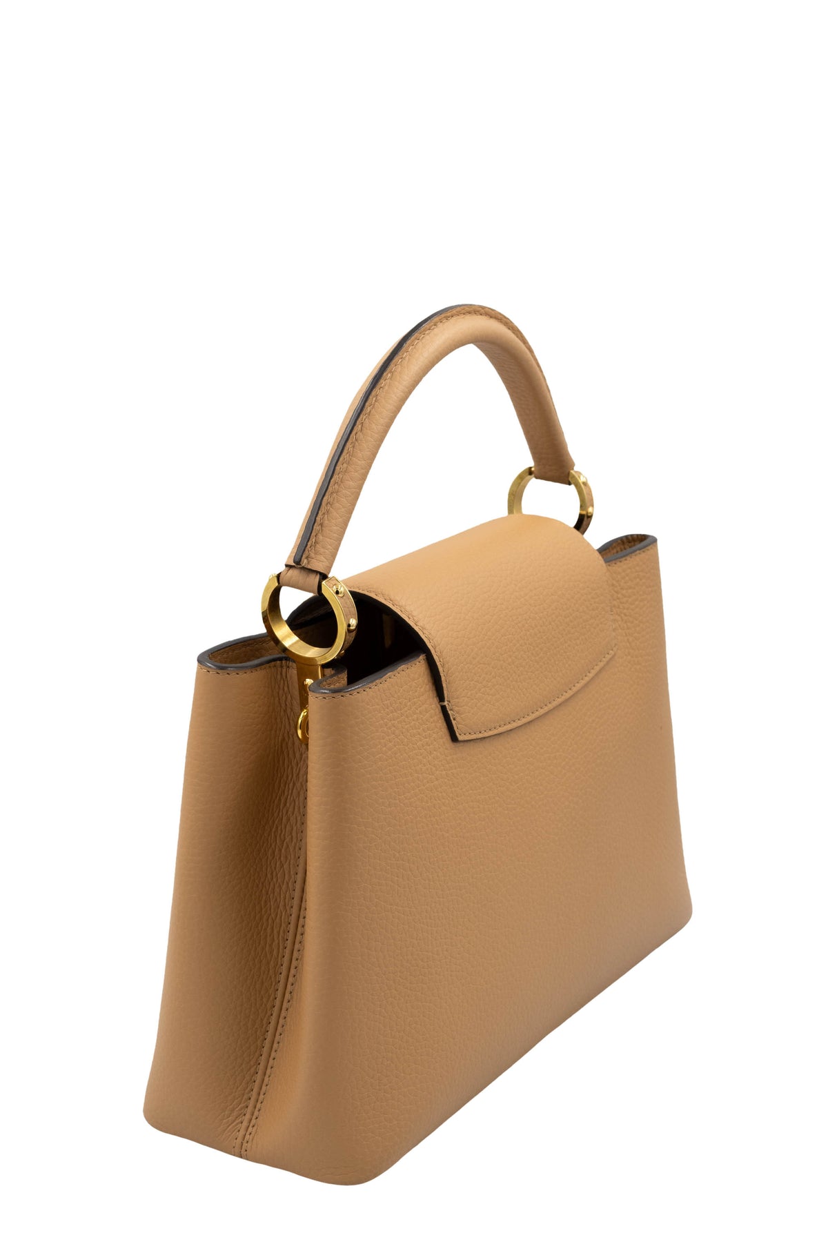 Louis Vuitton Beige Leather Capucines Top Handle Purse Size MM
