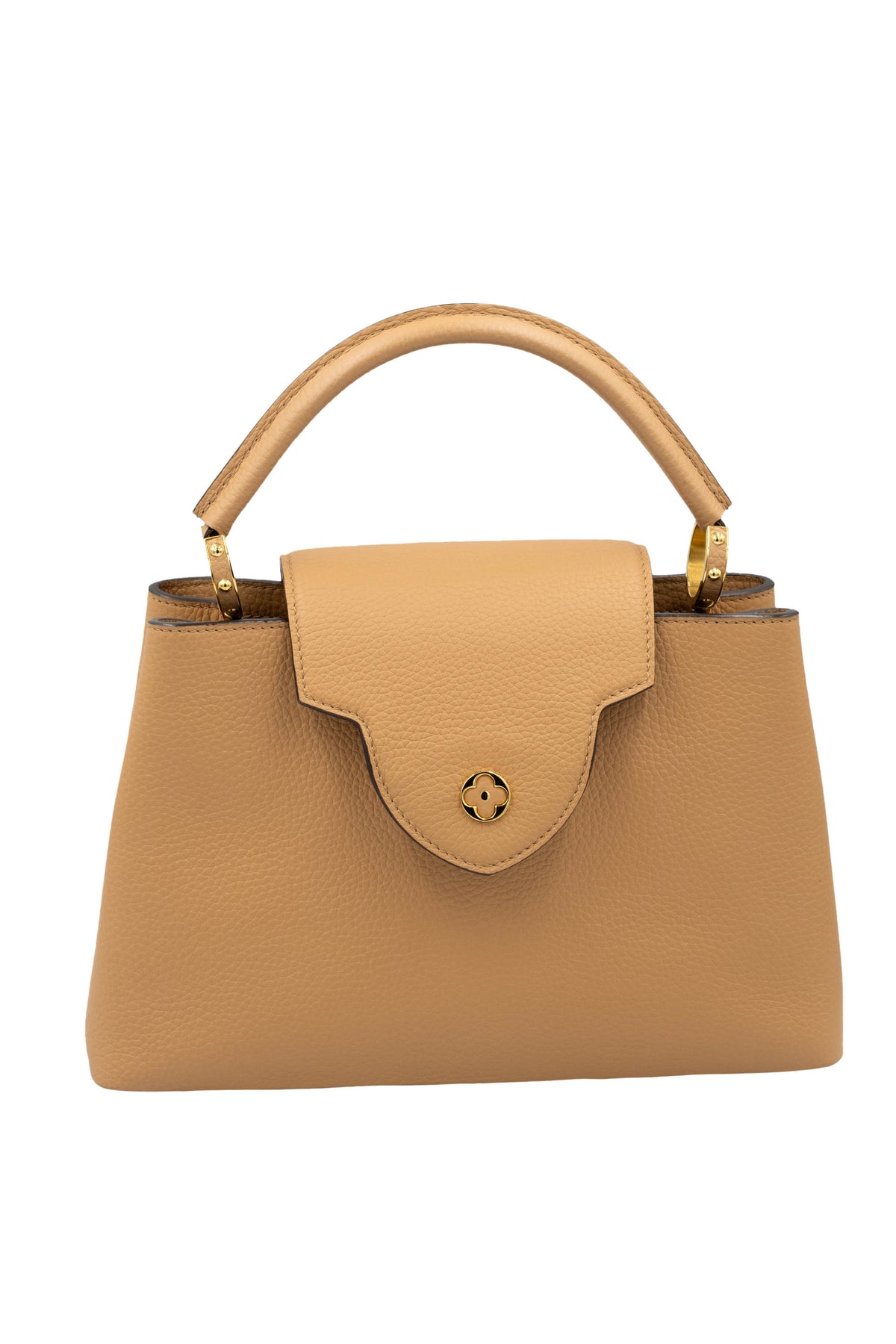 Louis Vuitton Beige Leather Capucines Top Handle Purse Size MM