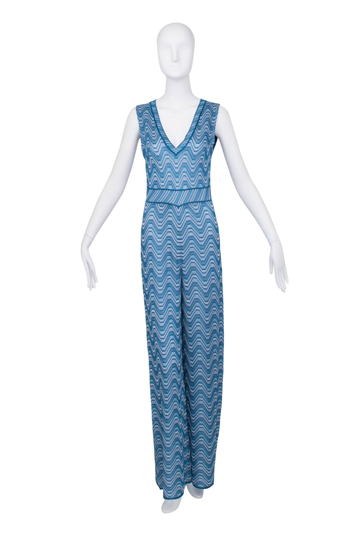 Missoni Blue and Silver Zig Zag Pattern Jumpsuit Size Small