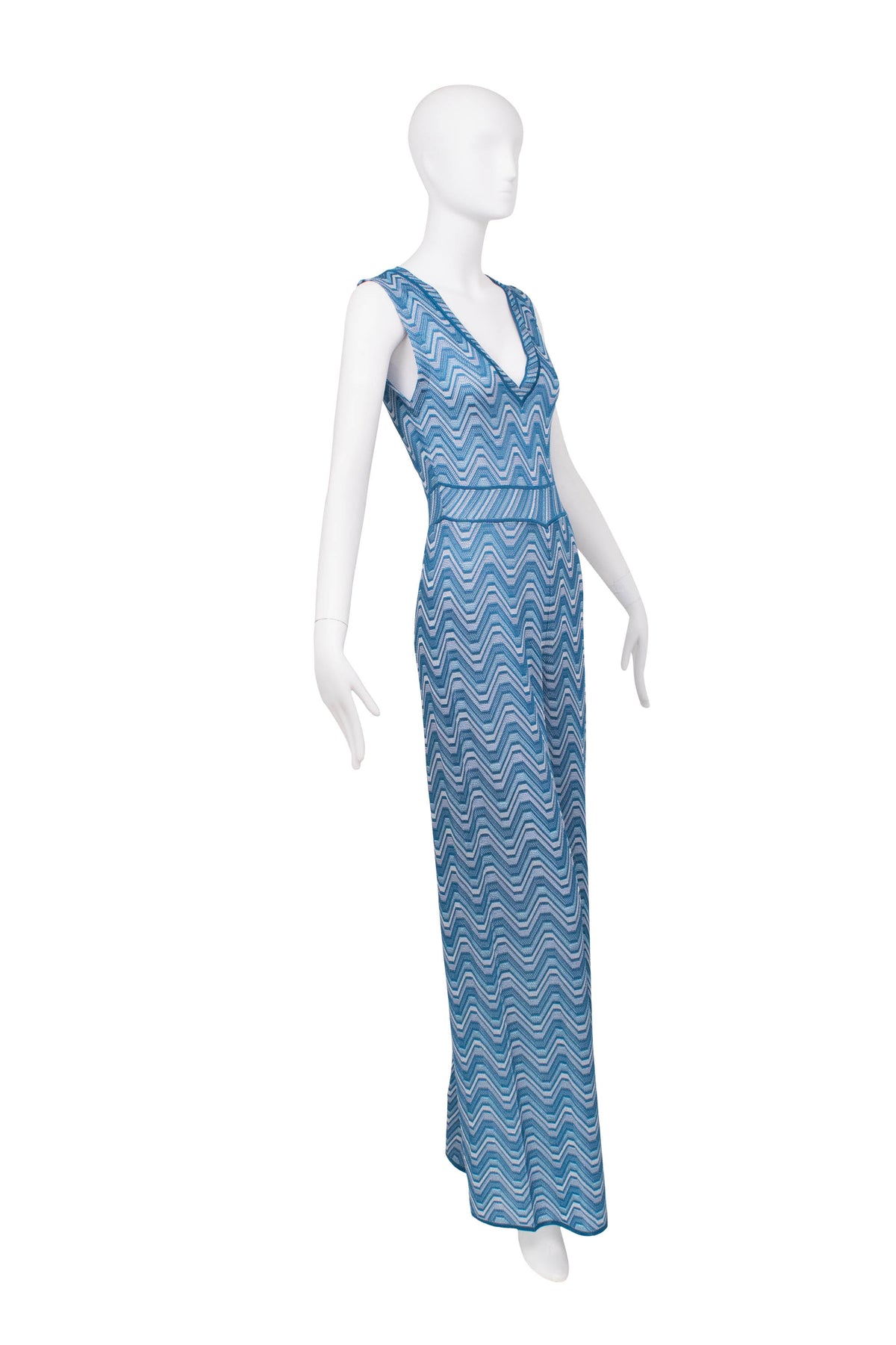 Missoni Blue and Silver Zig Zag Pattern Jumpsuit Size Small