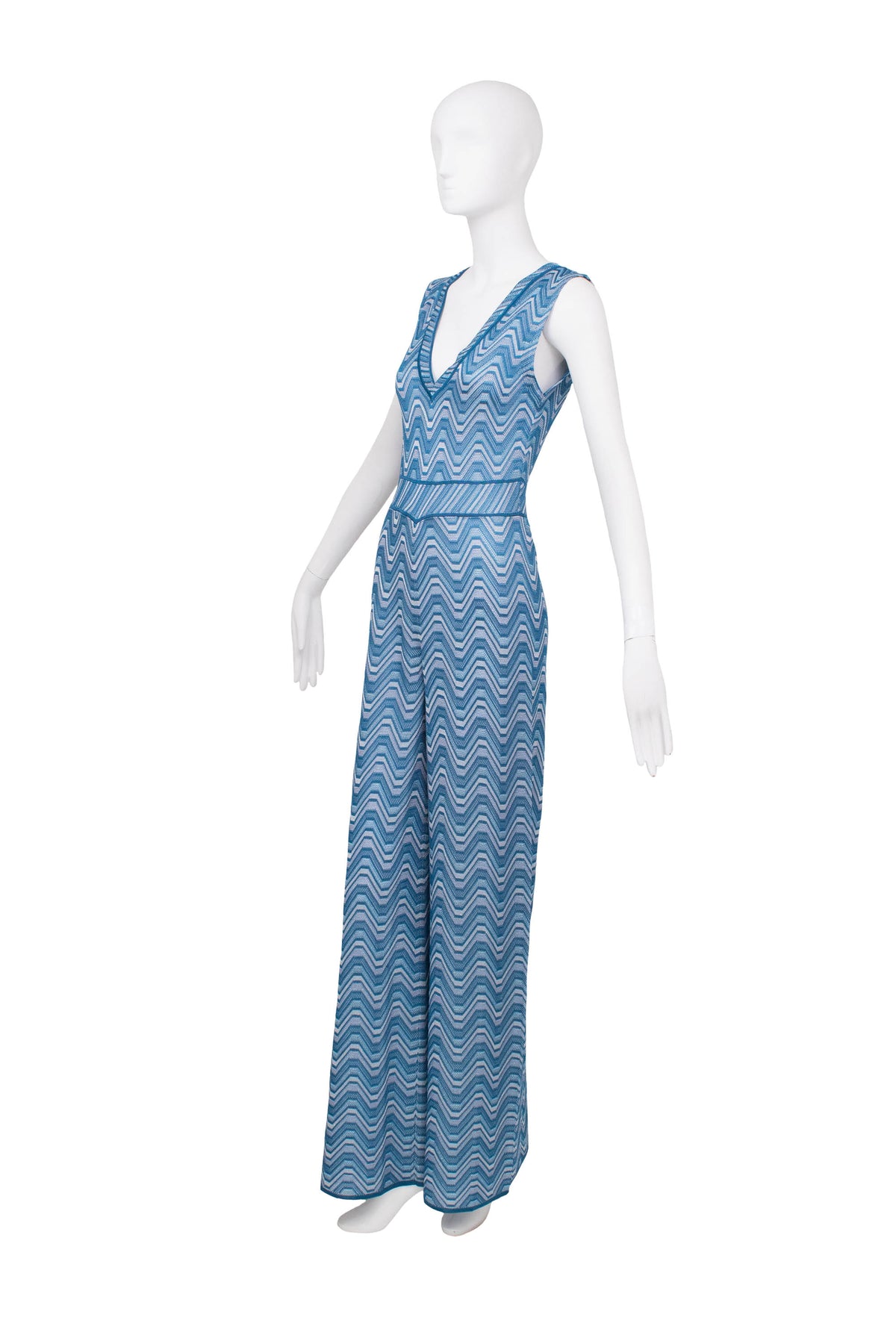 Missoni Blue and Silver Zig Zag Pattern Jumpsuit Size Small