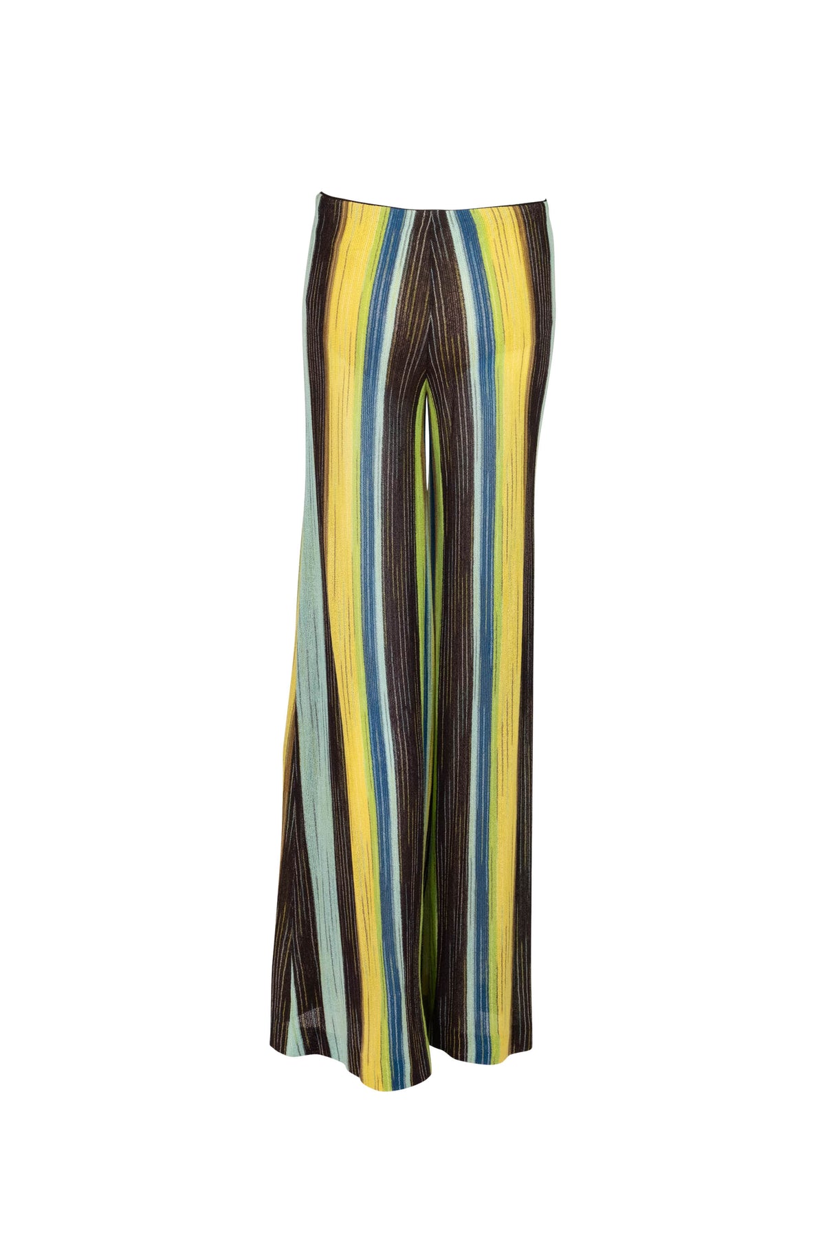 Missoni Green and Blue Brown Knit Vertical Stripe Pant Size 40/Small