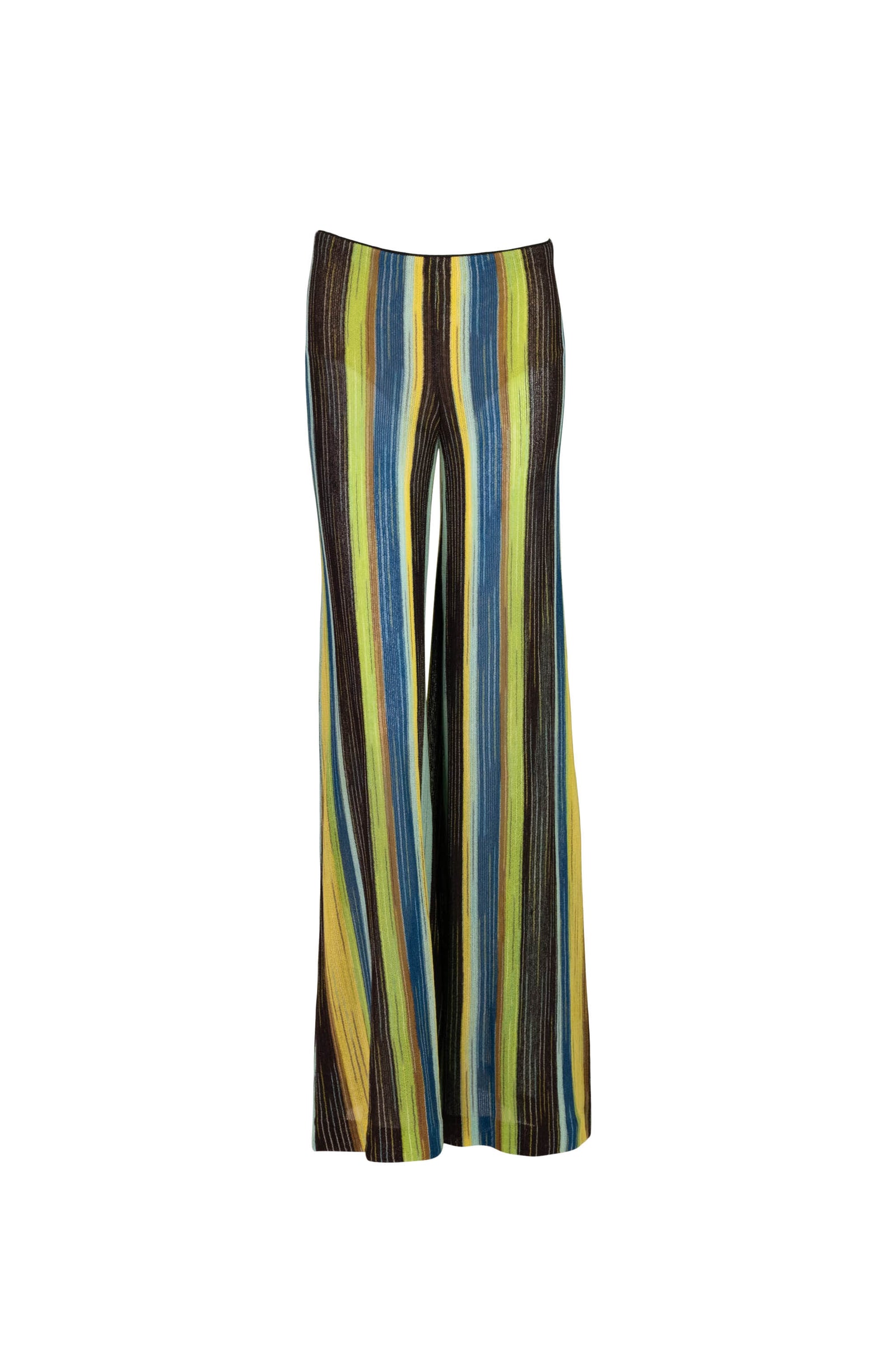 Missoni Green and Blue Brown Knit Vertical Stripe Pant Size 40/Small
