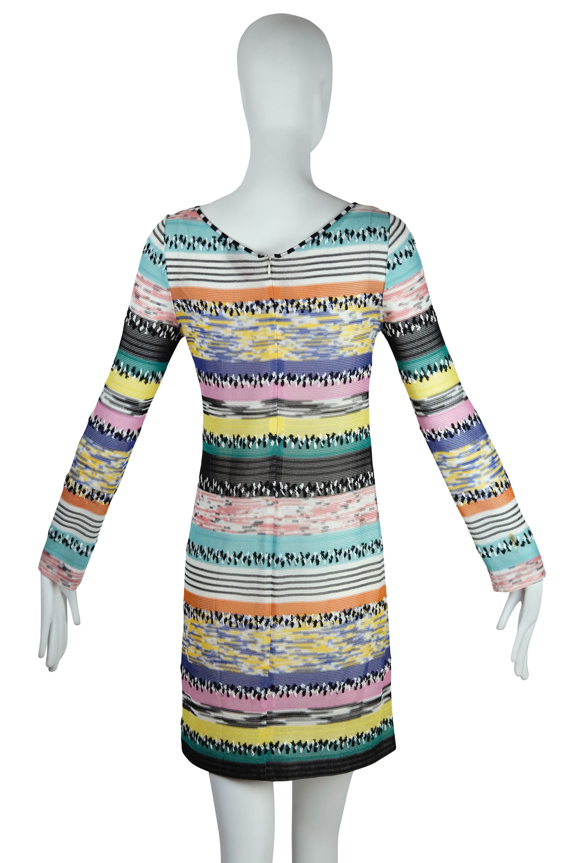 Missoni Silk Teal and Orange Gold Stripe Knit Long Sleeve Mini Dress S -  Foxy Couture Carmel