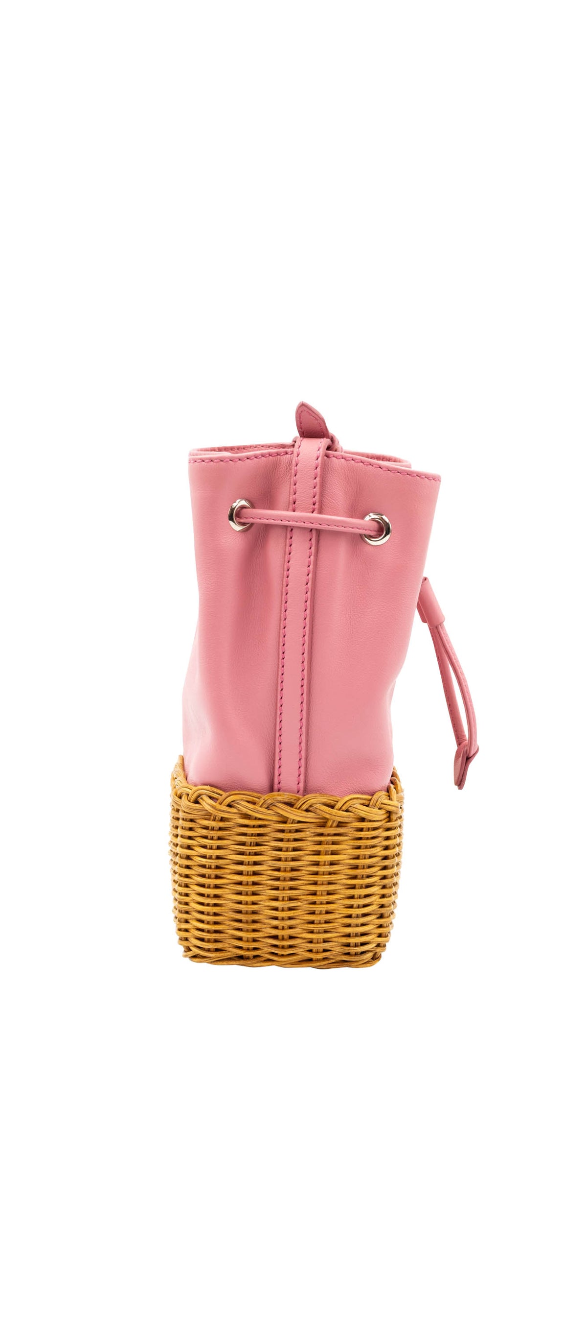 Miu Miu Pink leather and Wicker Crossbody Purse XS