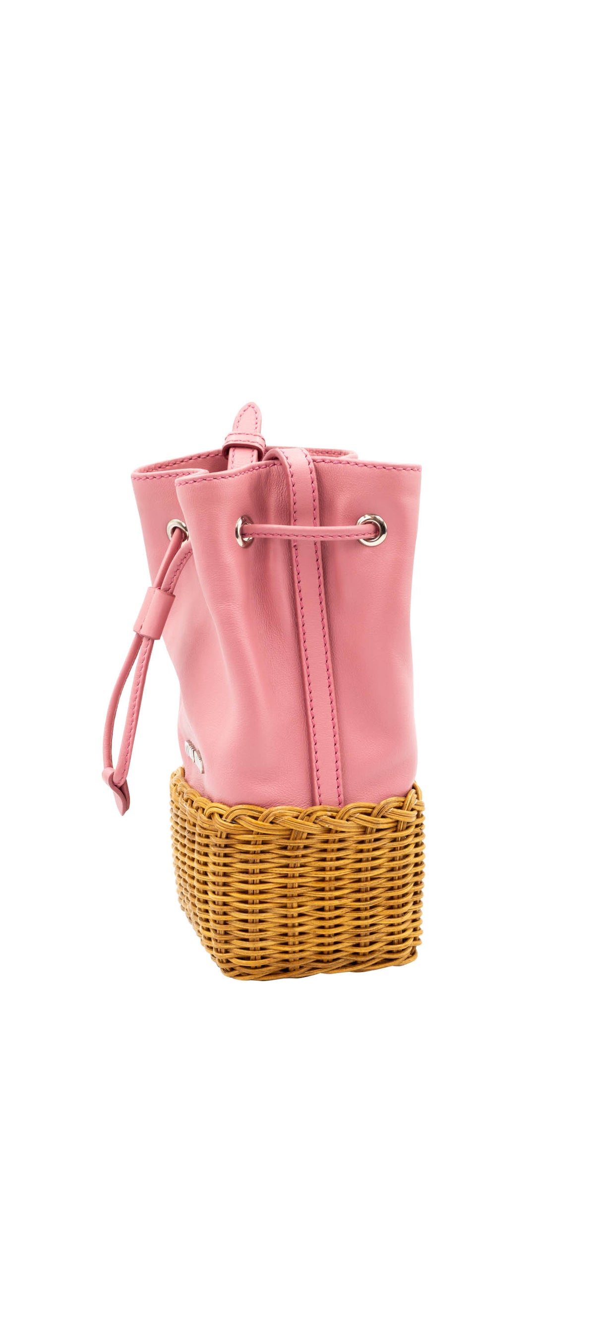 Miu Miu Pink leather and Wicker Crossbody Purse XS