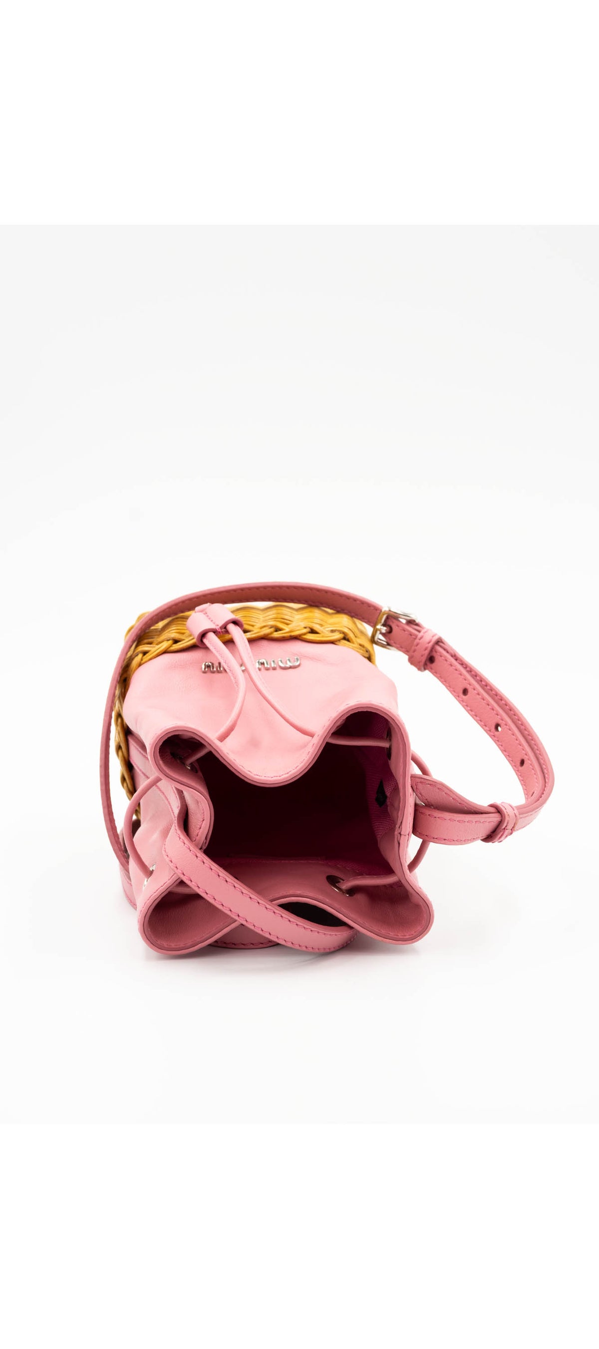 Miu Miu Pink leather and Wicker Crossbody Purse XS