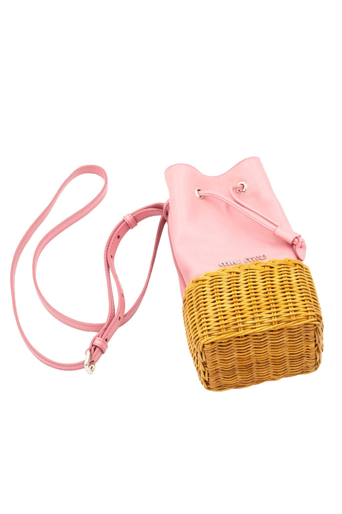 Miu Miu Pink leather and Wicker Crossbody Purse XS - Foxy Couture