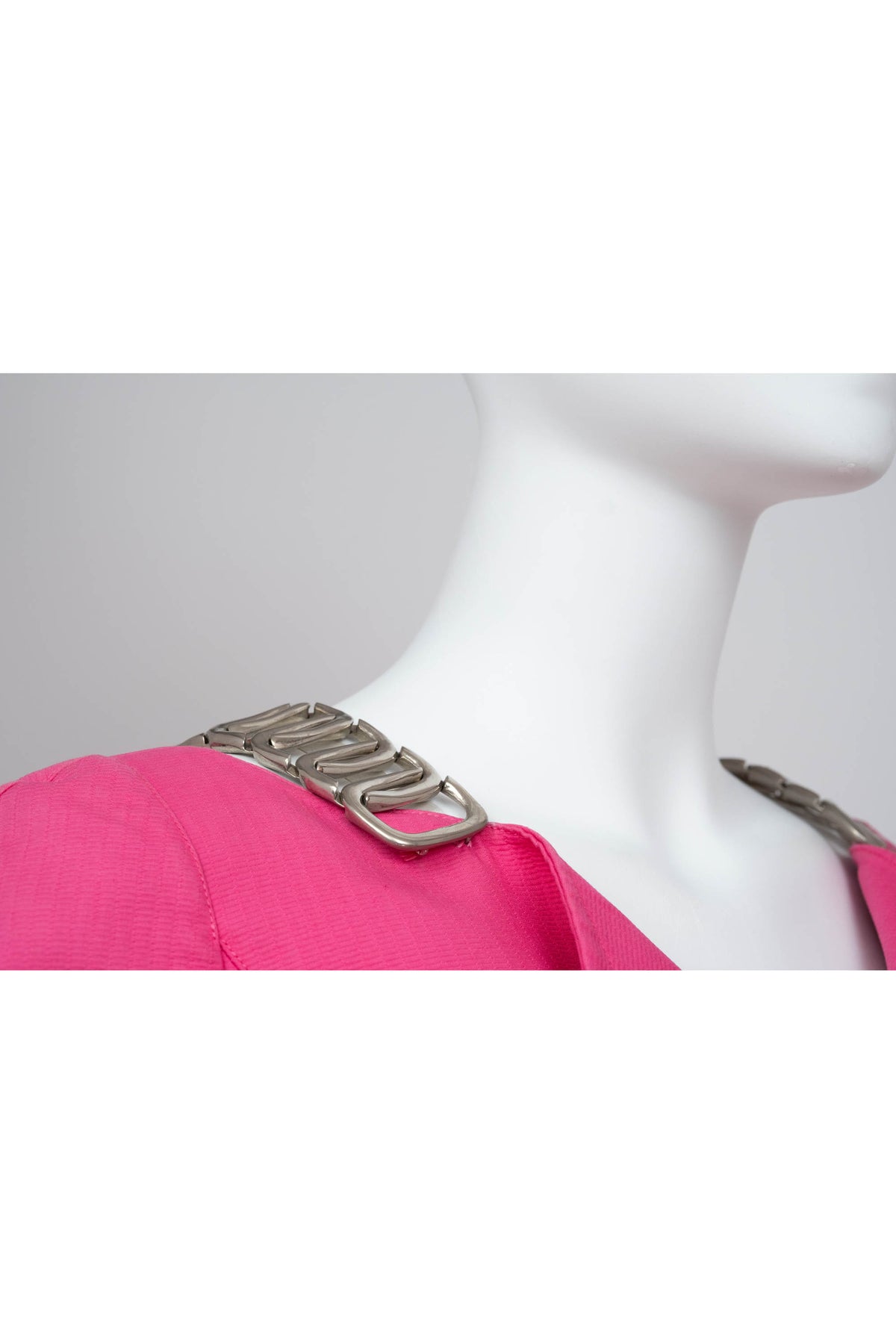 Thierry Mugler Hot Pink Skirt and Suit Jacket with Chain Accents Size 38