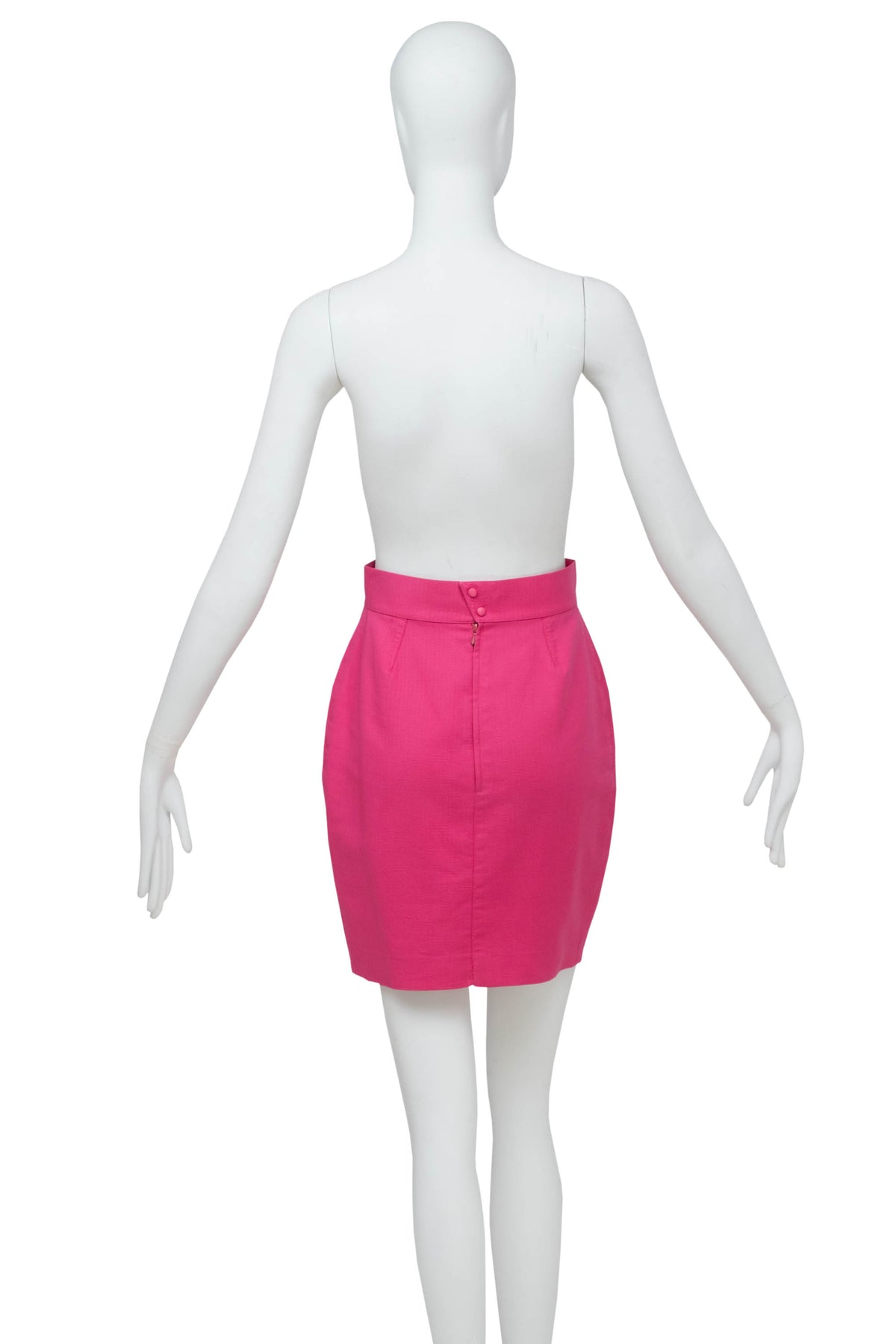 Thierry Mugler Hot Pink Skirt and Suit Jacket with Chain Accents Size 38