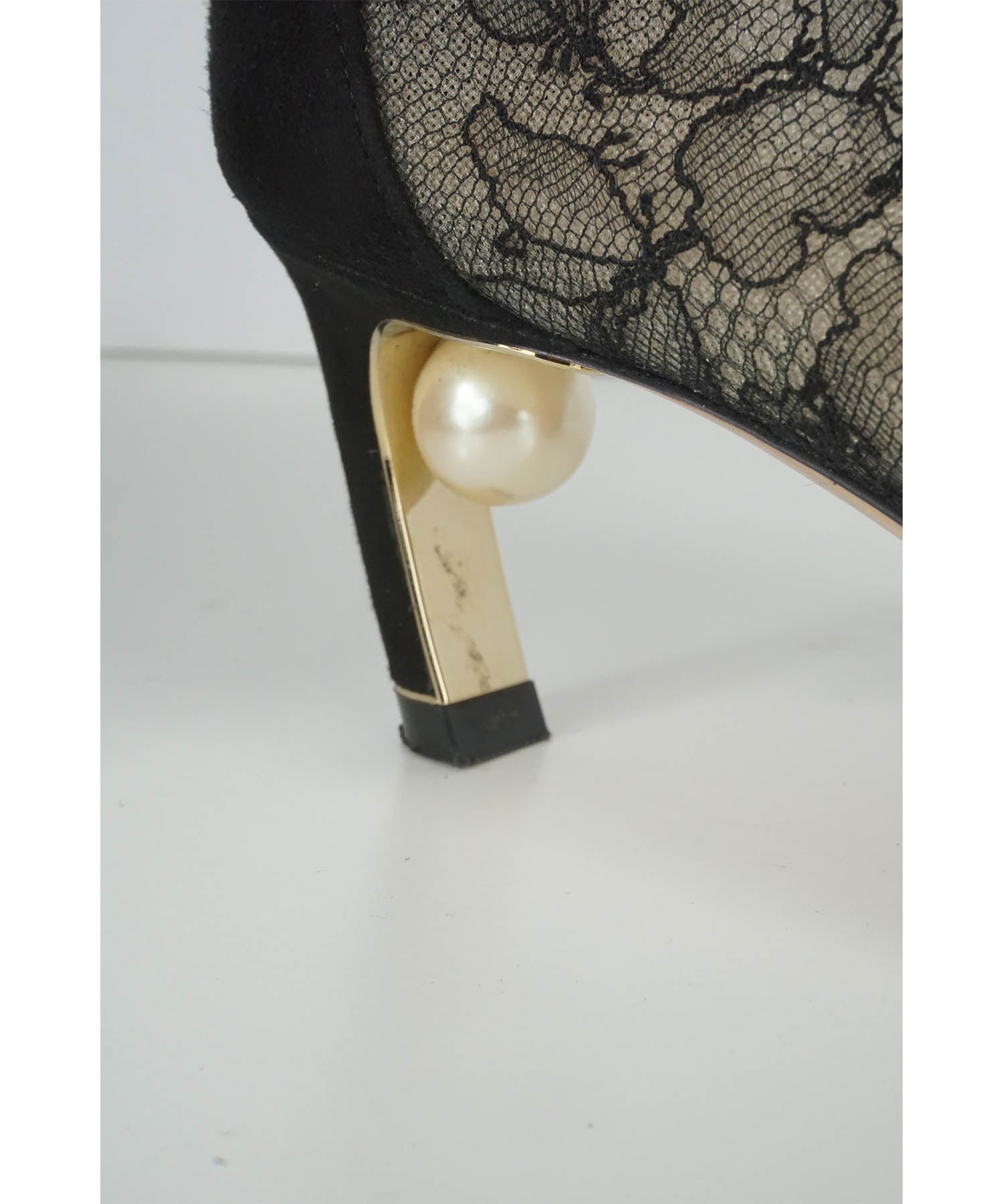 Nicholas Kirkwood Black Lace Pearl Booties - Foxy Couture Carmel
