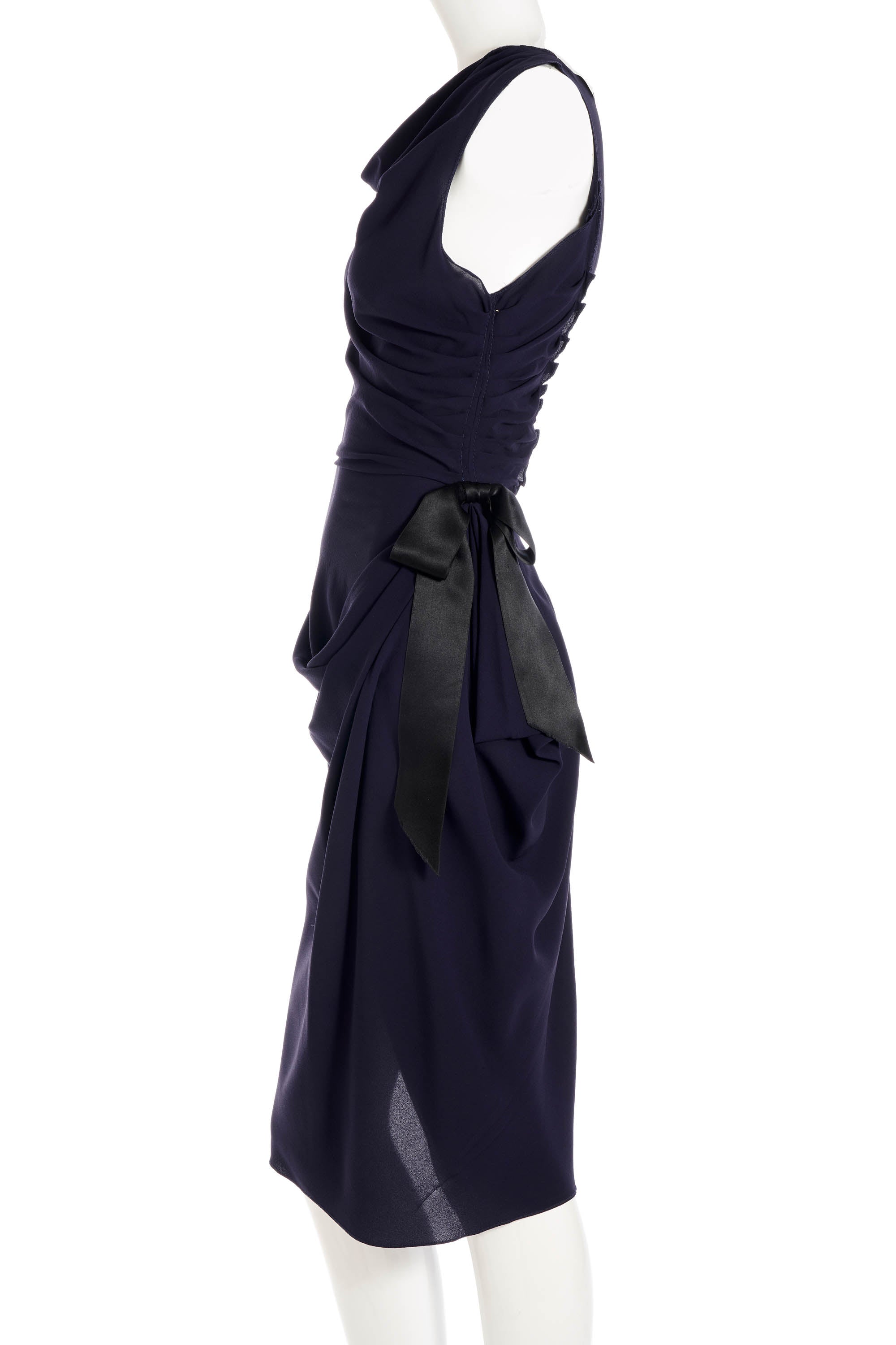 Nina Ricci Navy and Black Silk Dress Size 38