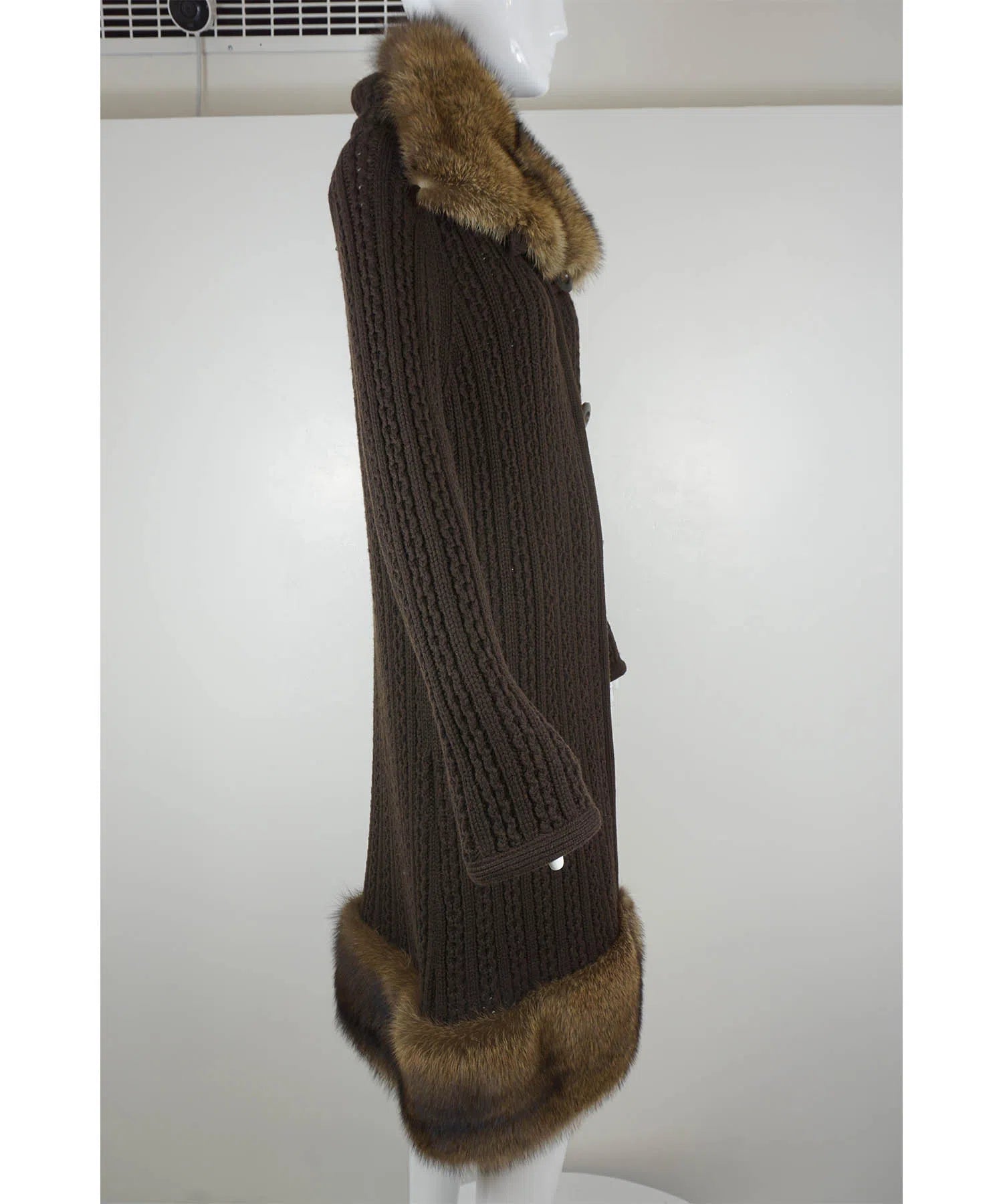 Oscar de la Renta 2007 Cable Knit Fur Cardigan - Foxy Couture Carmel