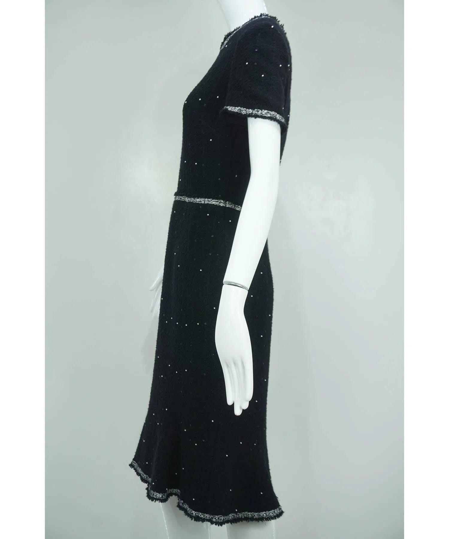 Oscar de la Renta Black Pearl and Sequins Embellished Cocktail Dress Sz 6