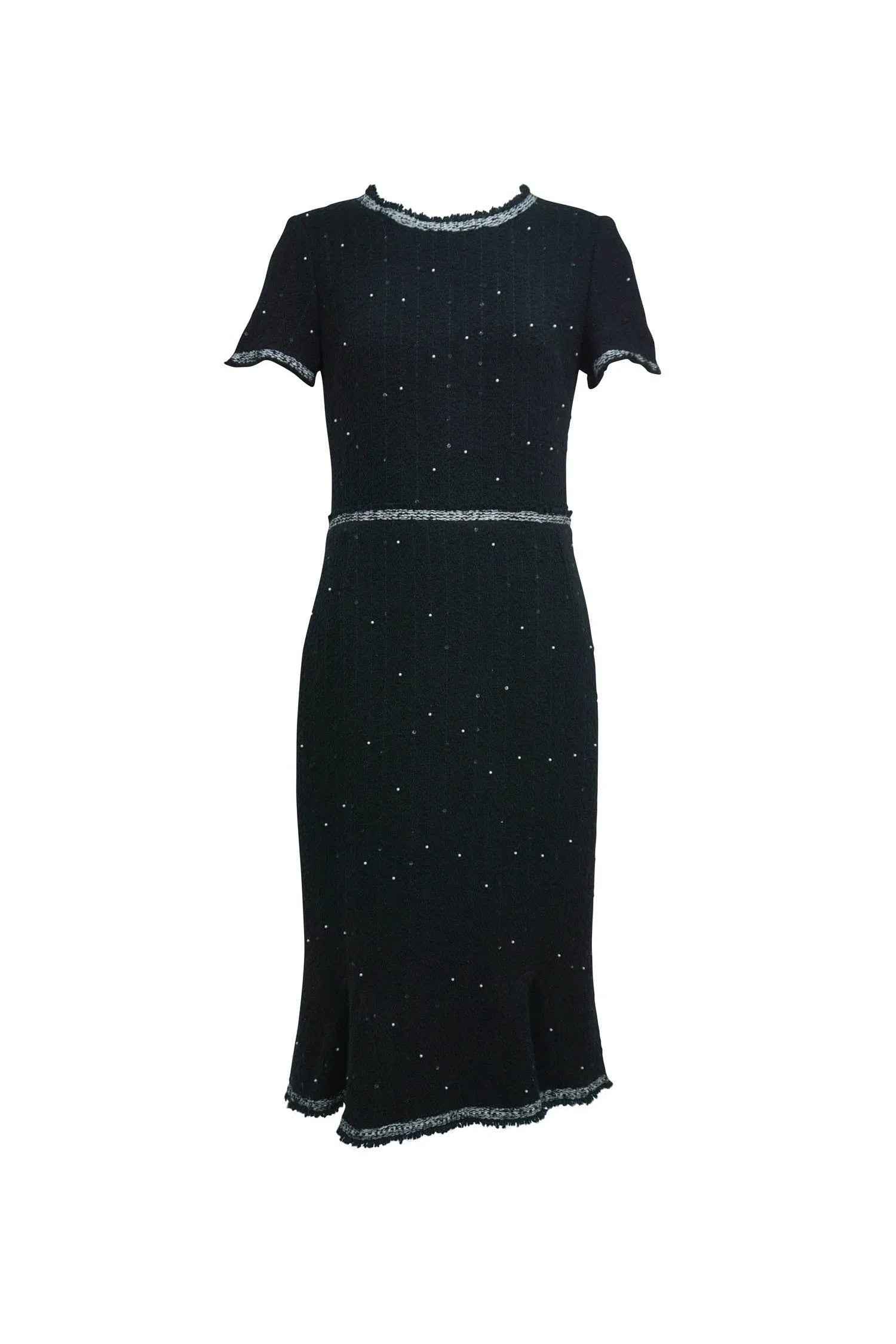 Oscar de la Renta Black Pearl and Sequins Embellished Cocktail Dress Sz 6 - Foxy Couture Carmel