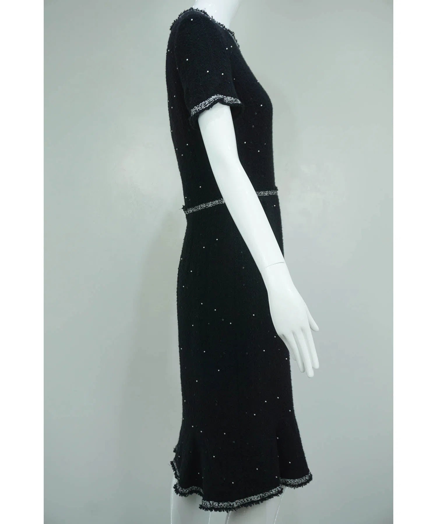 Oscar de la Renta Black Pearl and Sequins Embellished Cocktail Dress Sz 6
