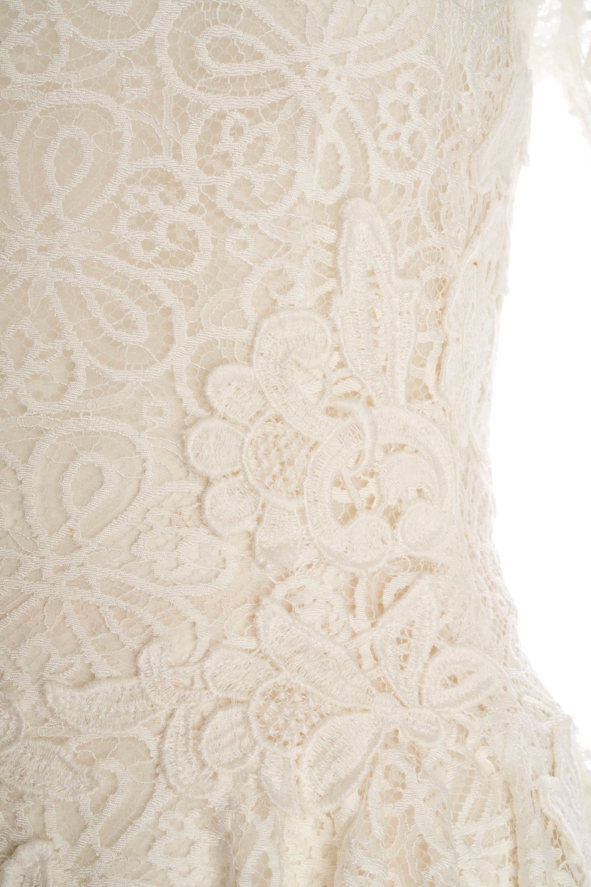 Oscar de la Renta White Lace 3/4 Sleeve Peplum Shirt