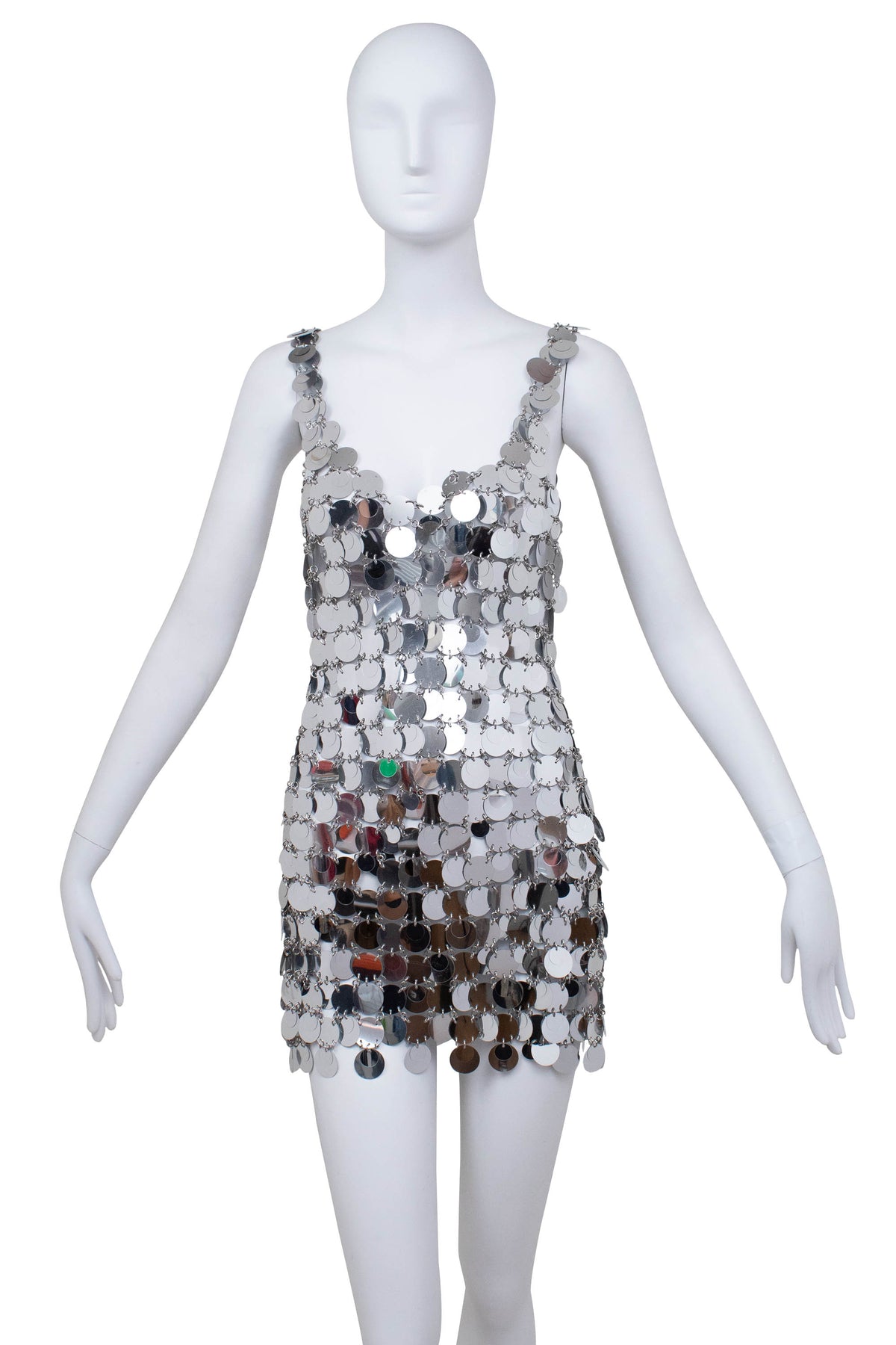 Paco Rabane Sparkling Silver Disc Dress Size Small
