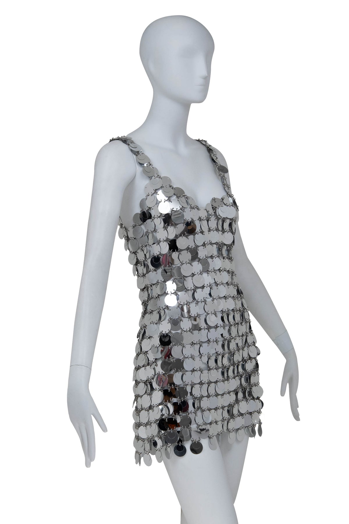 Paco Rabane Sparkling Silver Disc Dress Size Small