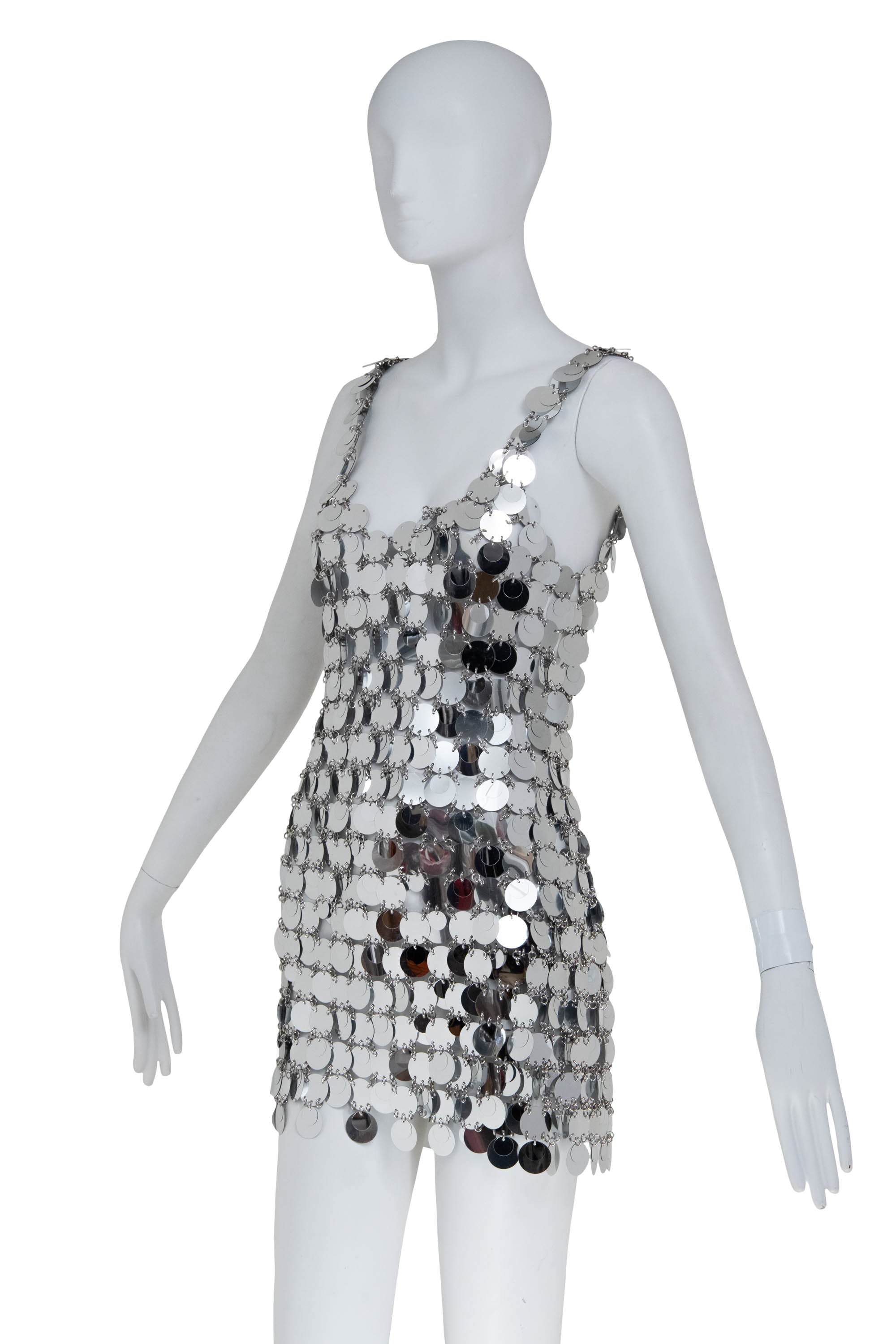 Paco Rabane Sparkling Silver Disc Dress Size Small