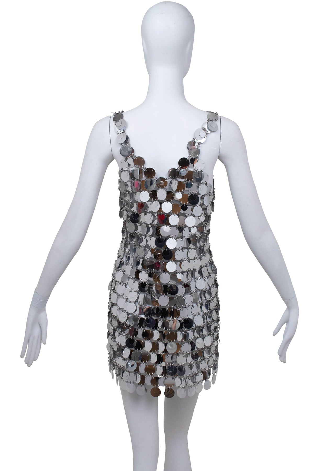 Paco Rabane Sparkling Silver Disc Dress Size Small