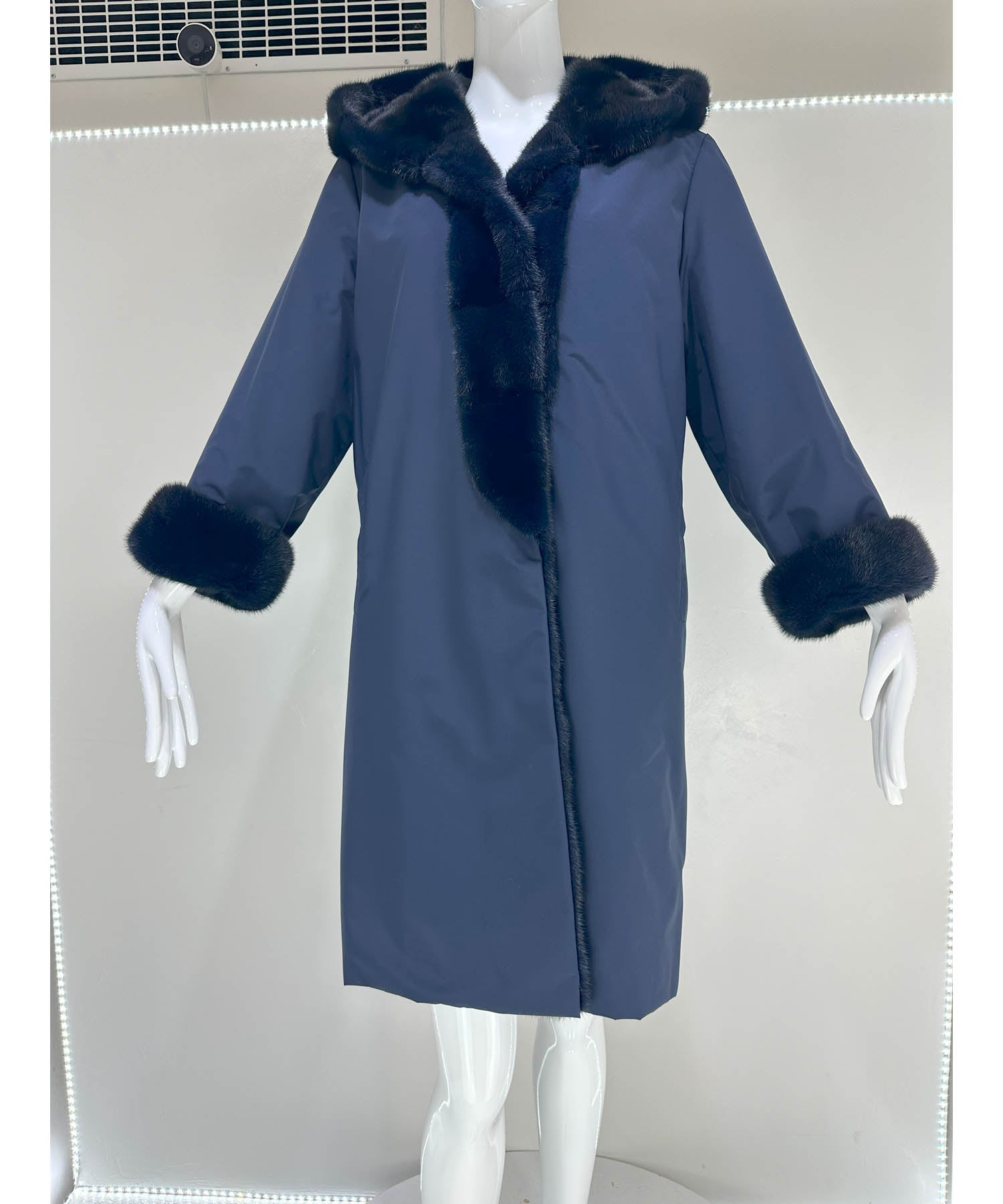 Pologeorgis French Navy Reversible Mink Fur Coat