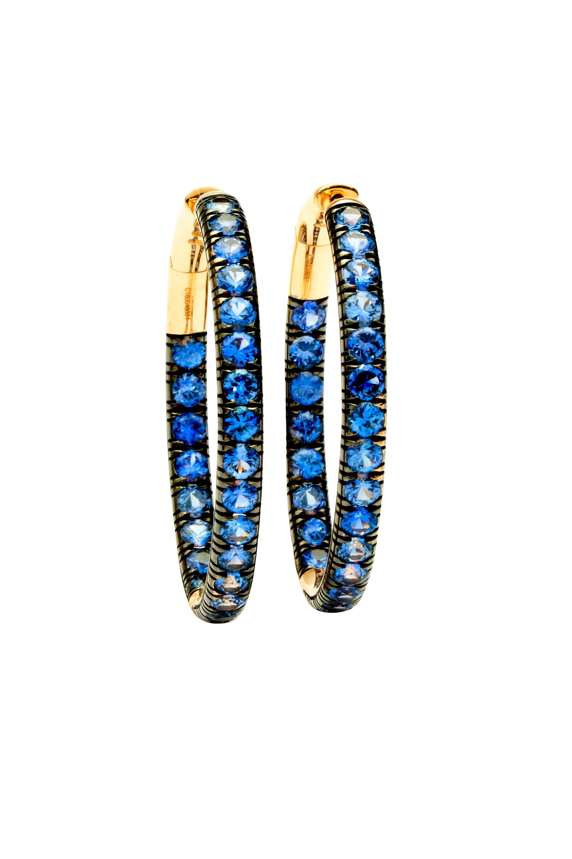 Pomellato Sapphire and 18k Rose Gold Hoop Earrings - Foxy Couture Carmel