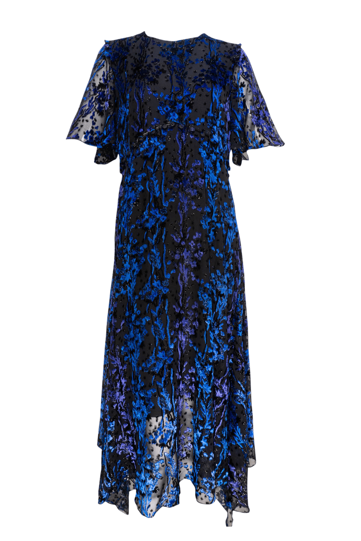 Prabal Gurung Burnout Velvet Midi Button Detail Dress Size 6