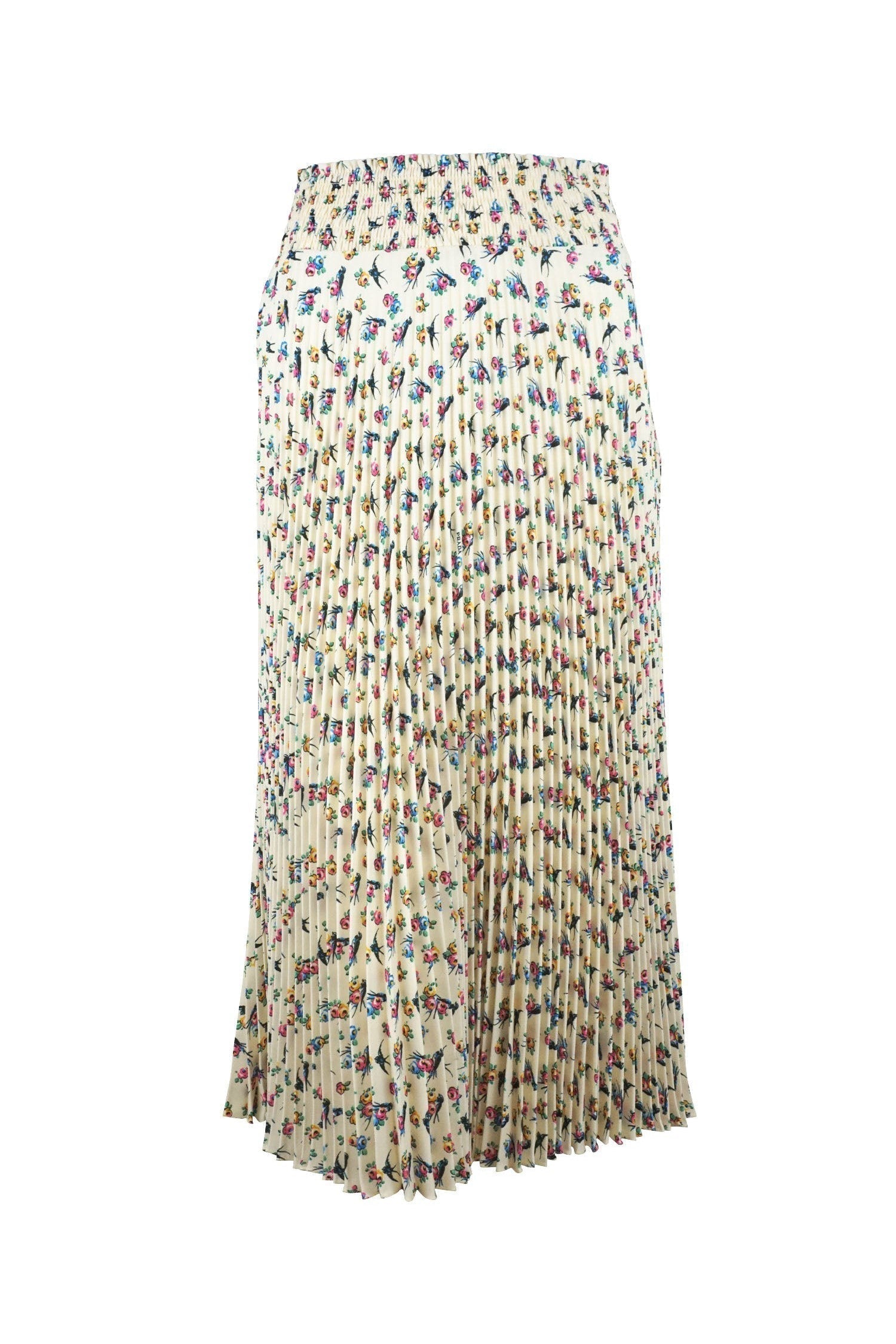 Prada Bird & Floral Print Pleated Skirt Size 40