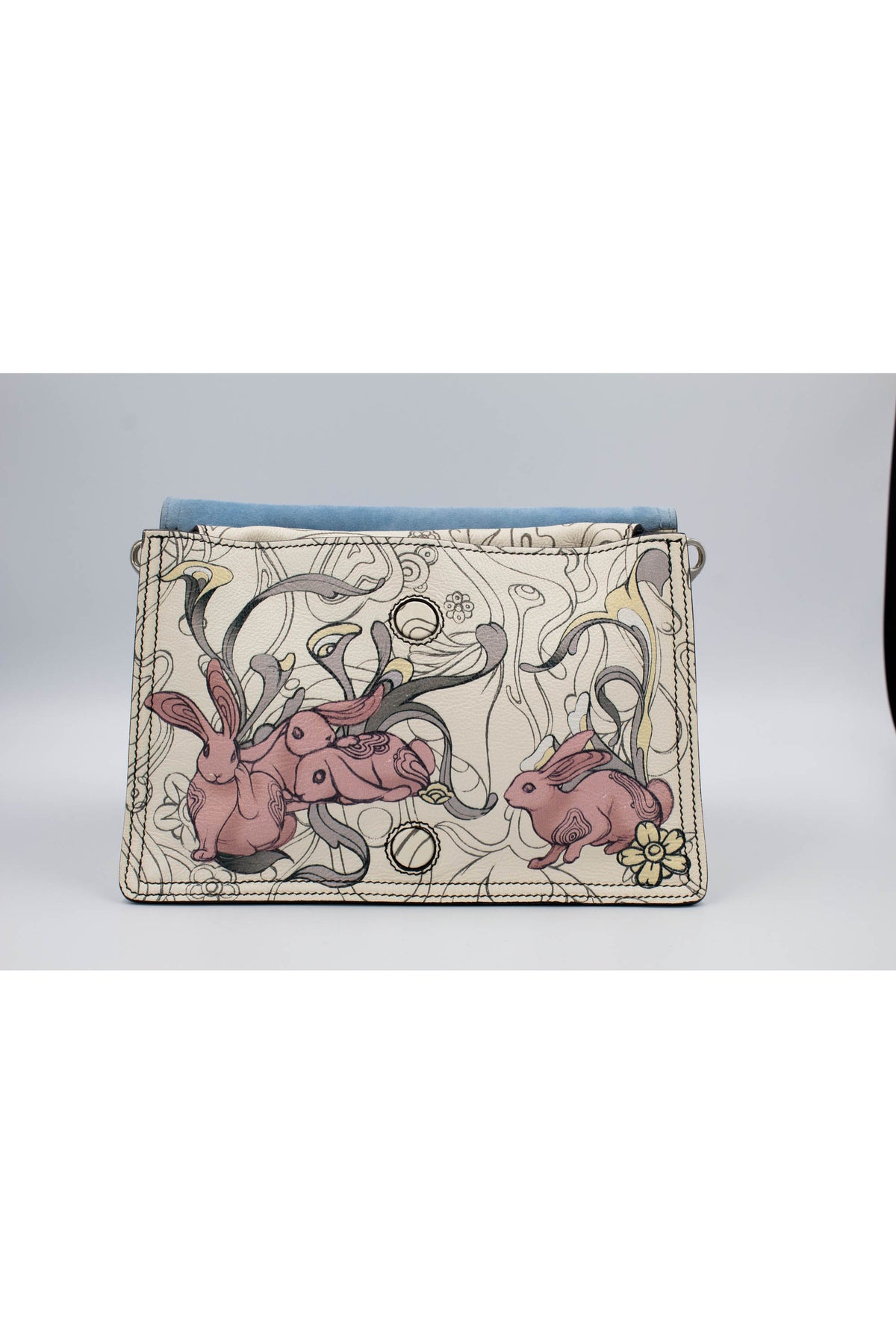 Prada x James Jean Etiquette Bunny Print Cream Purse 2018 Size M