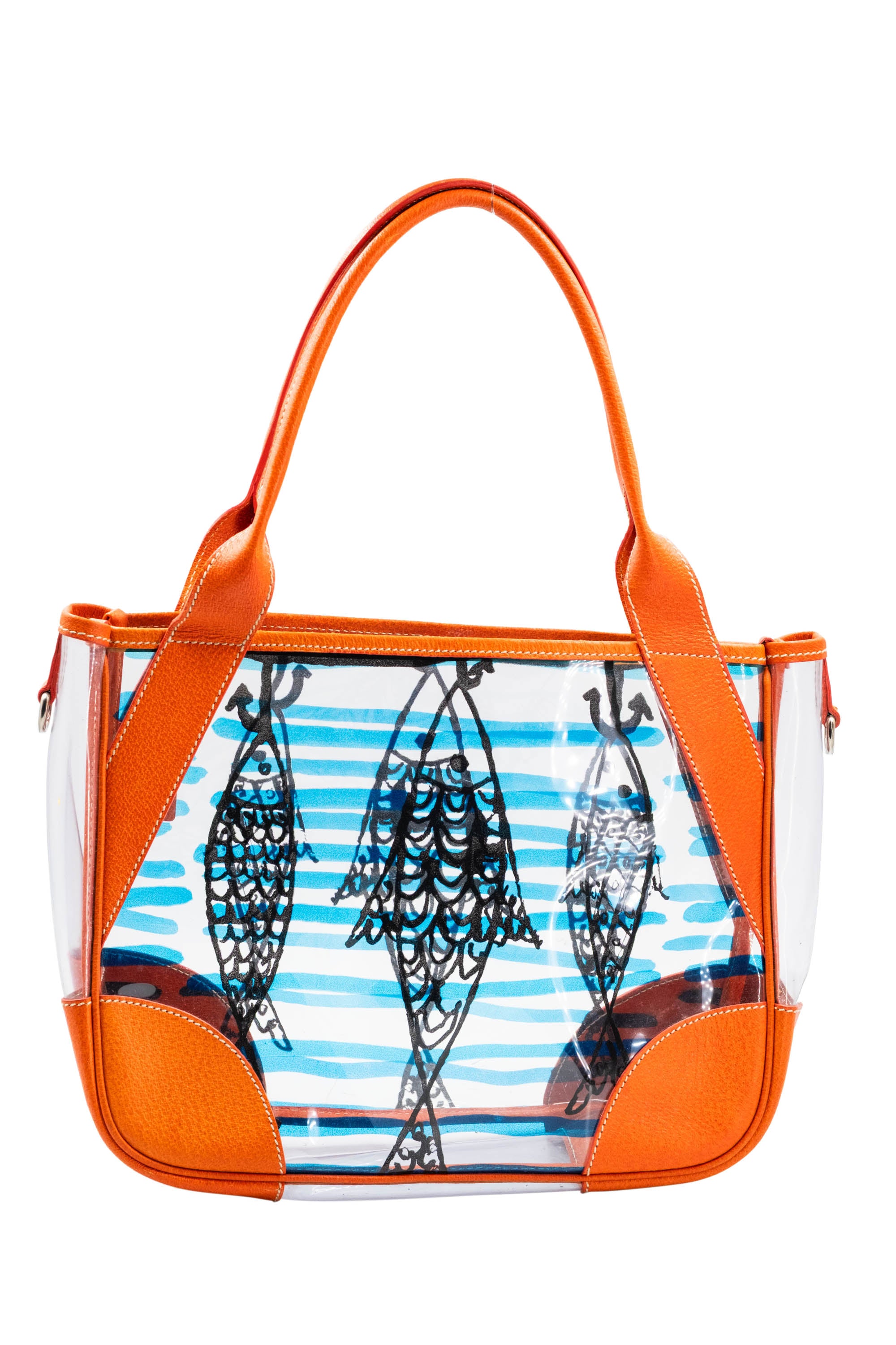 Prada Blue and Orange Cinghiale Fish Tote Purse Size M - Foxy