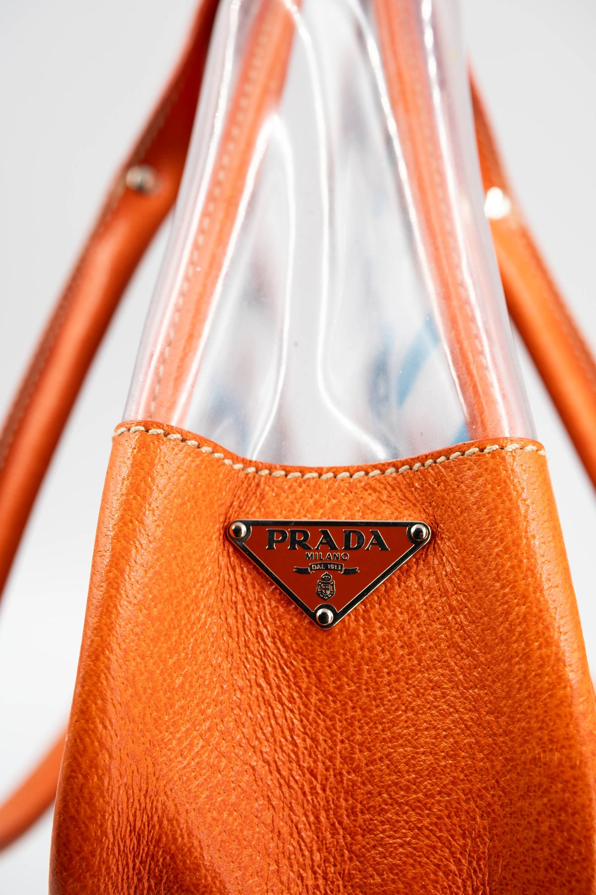 Prada Blue and Orange Cinghiale Fish Tote Purse Size M