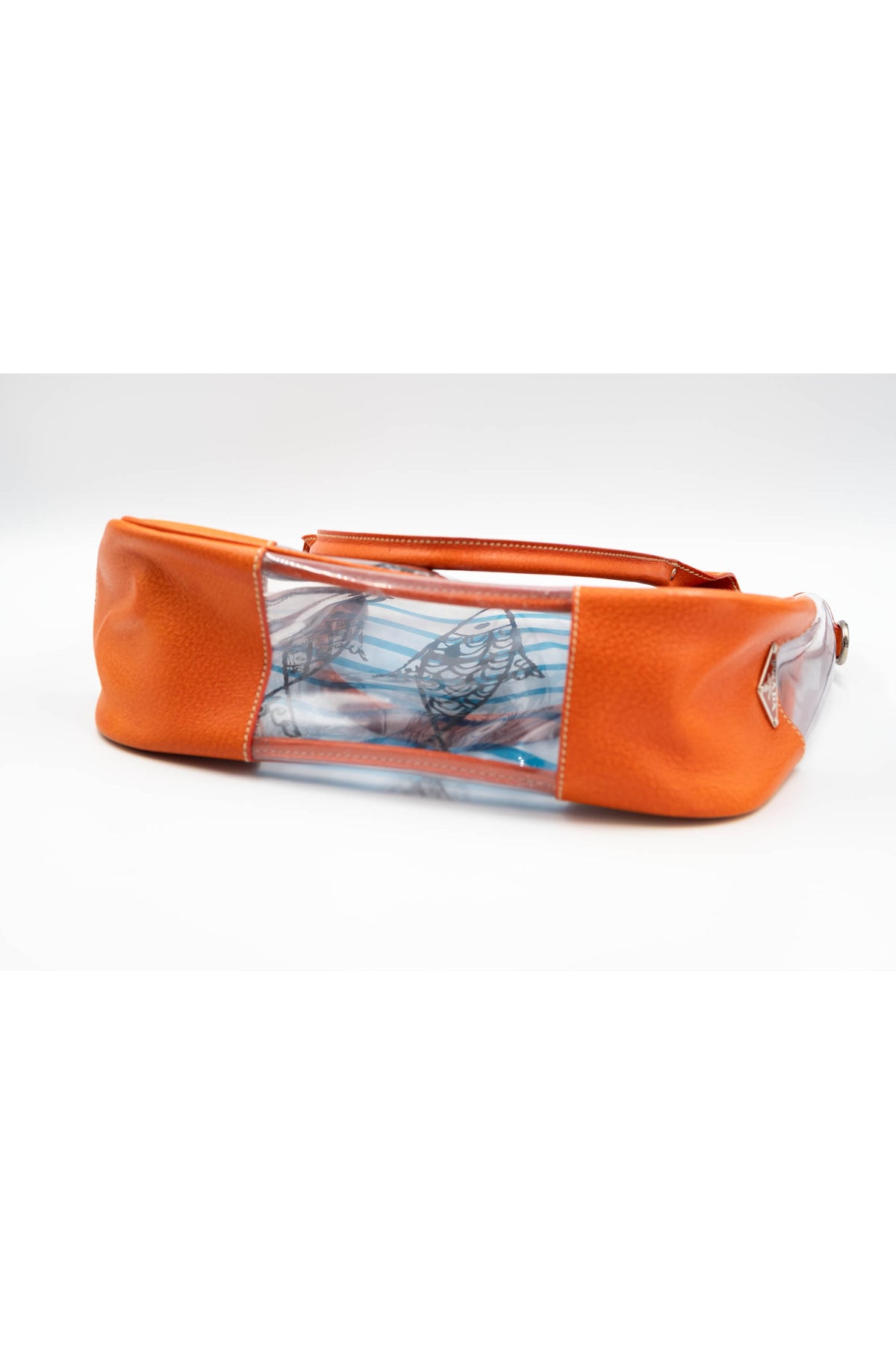 Prada Blue and Orange Cinghiale Fish Tote Purse Size M