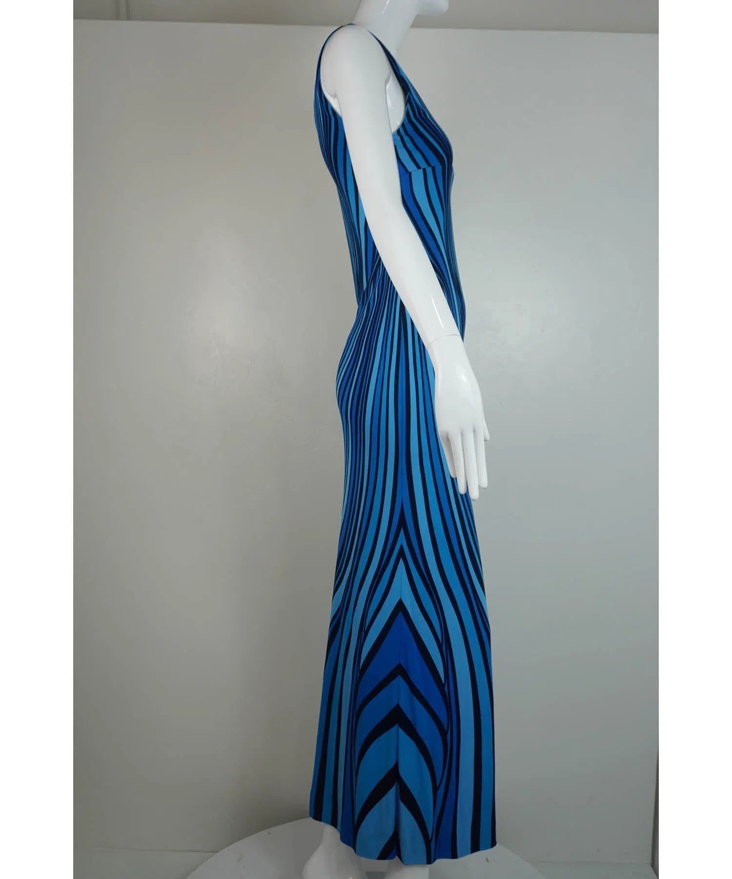 Roberta di Camerino 1970s Blue Swirl Dress