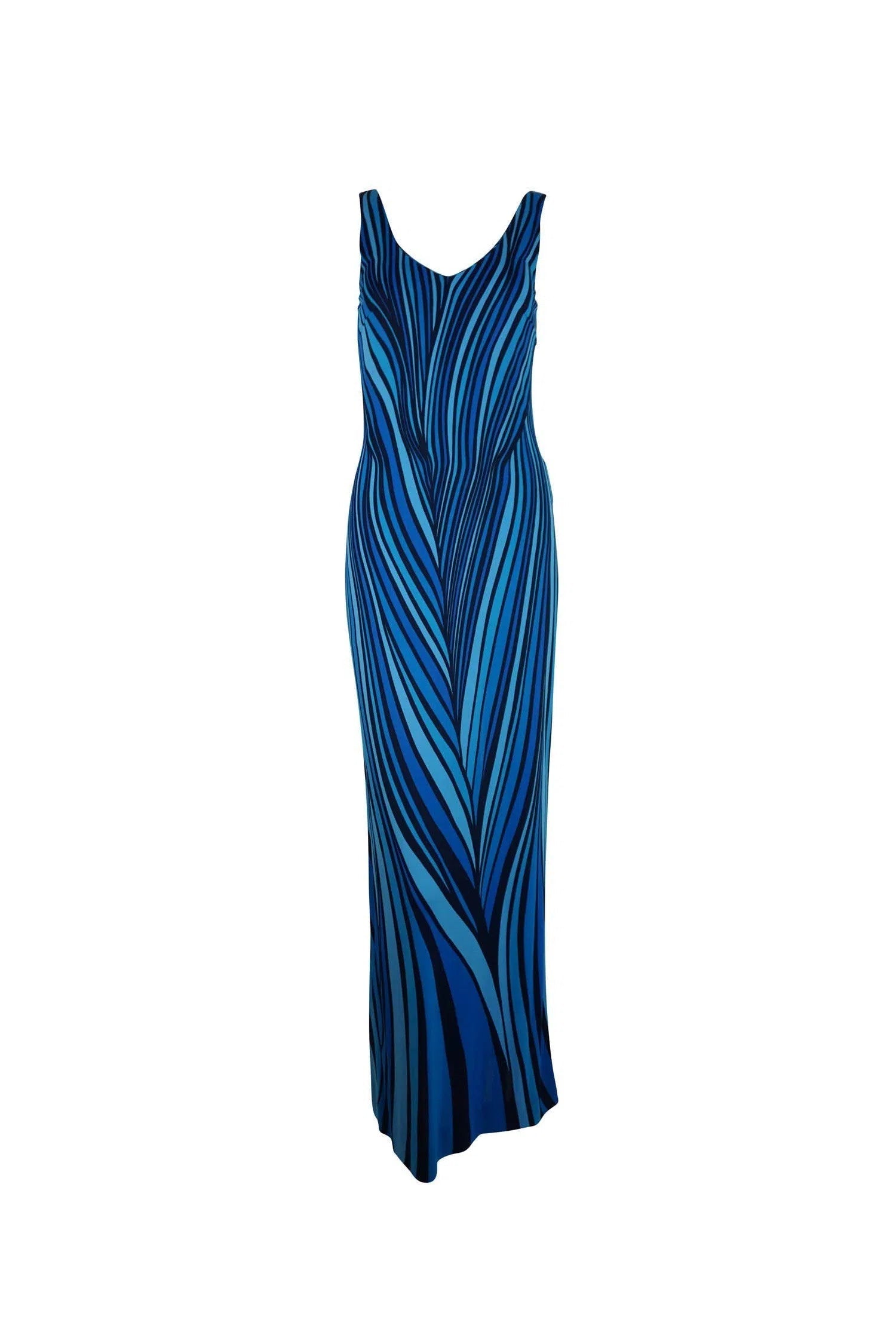 Roberta di Camerino 1970s Blue Swirl Dress - Foxy Couture Carmel