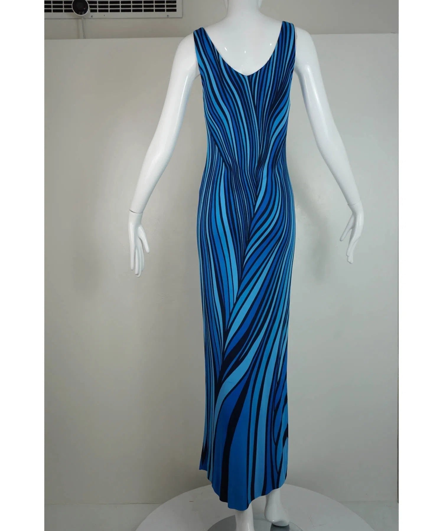 Roberta di Camerino 1970s Blue Swirl Dress