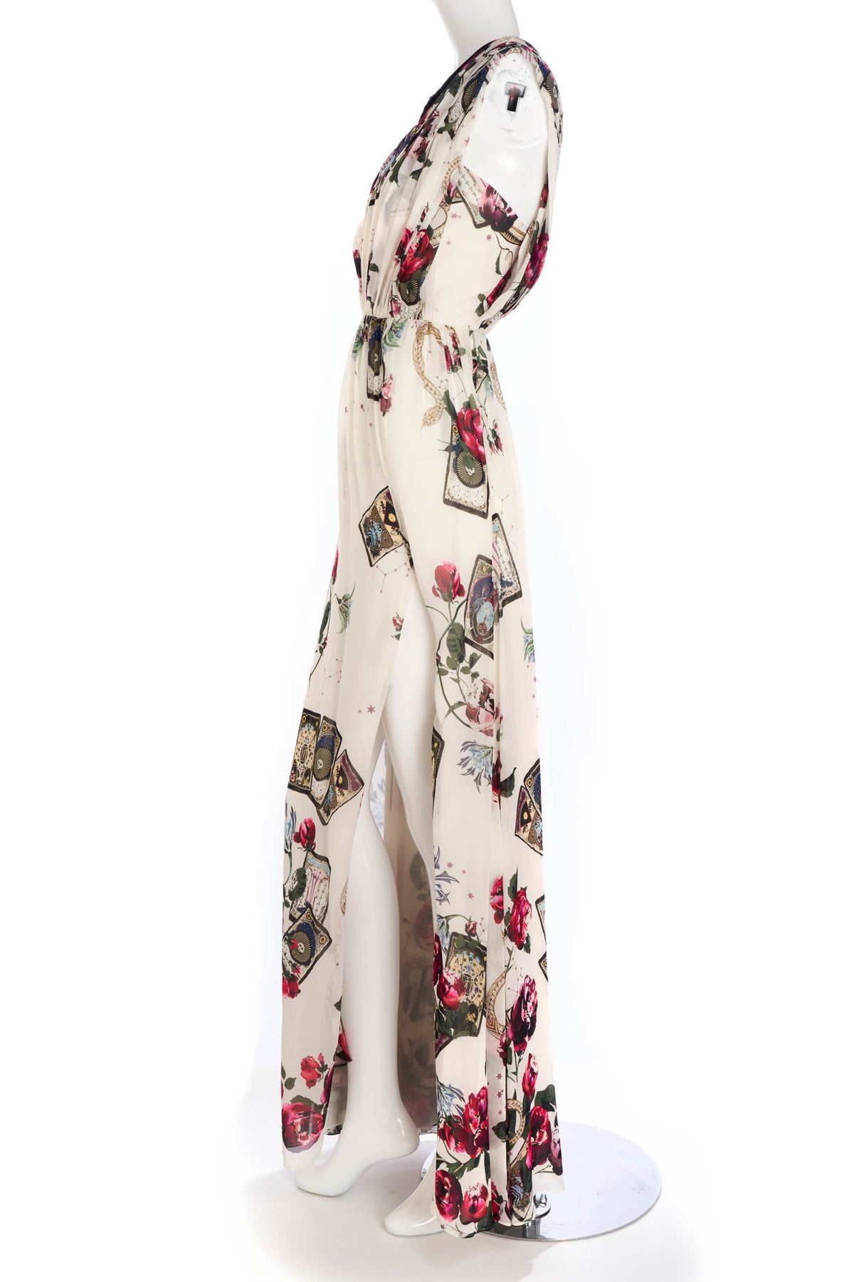 Roberto Cavalli Mystic Garden White Chiffon Maxi Dress