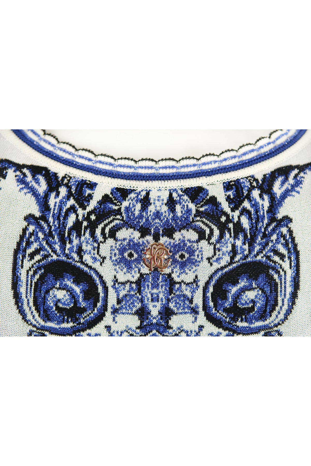Roberto Cavalli Blue and White Fine China Print Dress 40/4