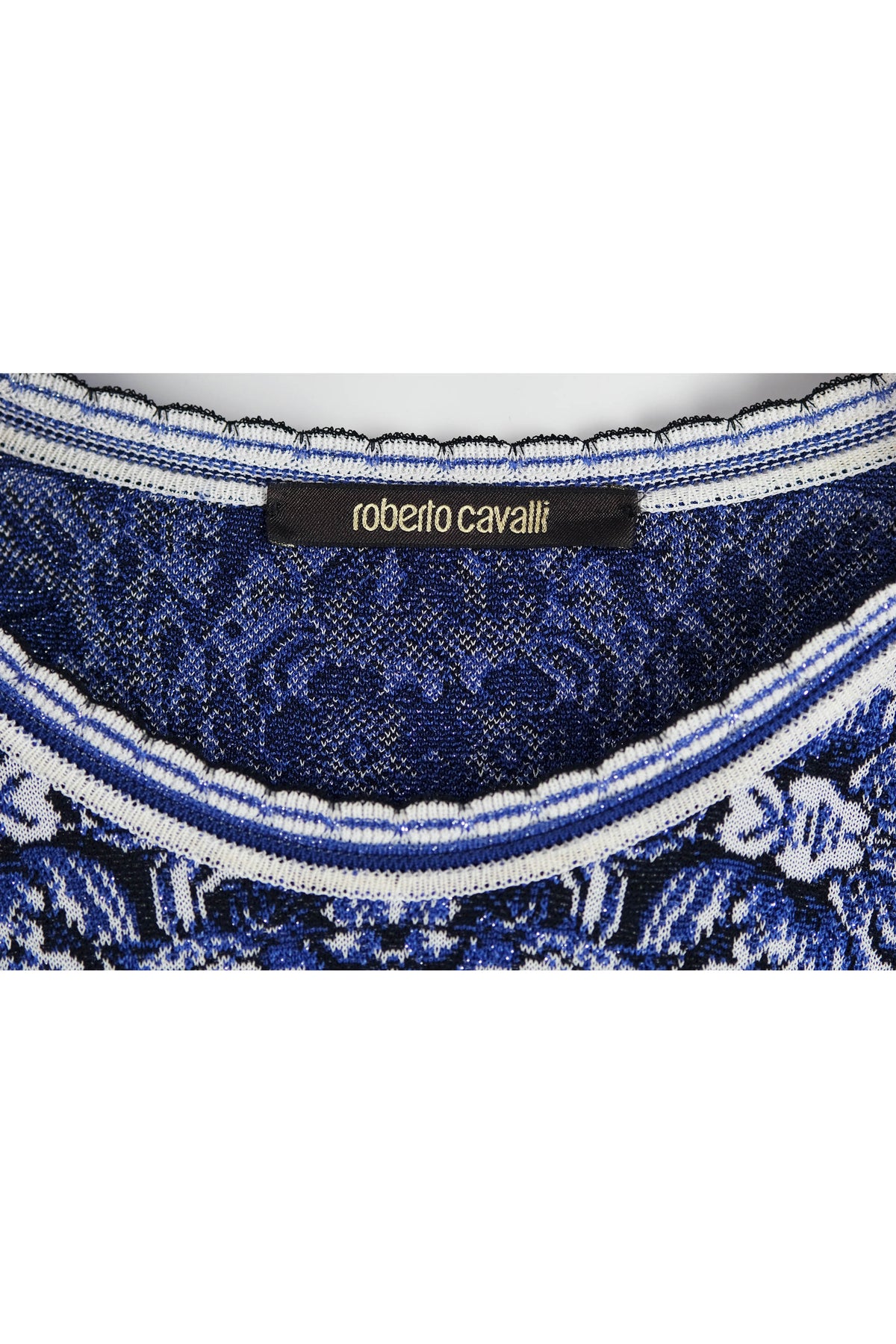 Roberto Cavalli Blue and White Fine China Print Dress 40/4