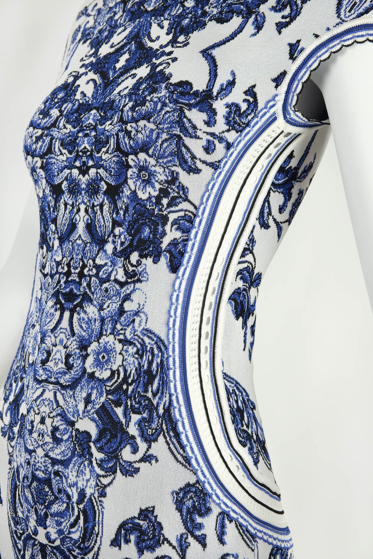 Roberto Cavalli Blue and White Fine China Print Dress 40/4