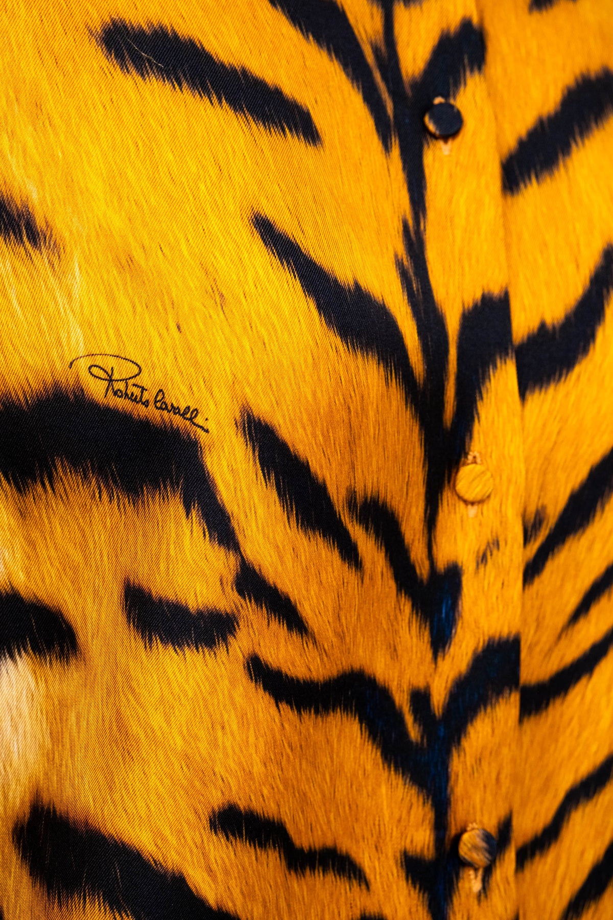Roberto Cavalli Orange "Savage Tiger" Print Silk LS Blouse Fall 2000 Size L