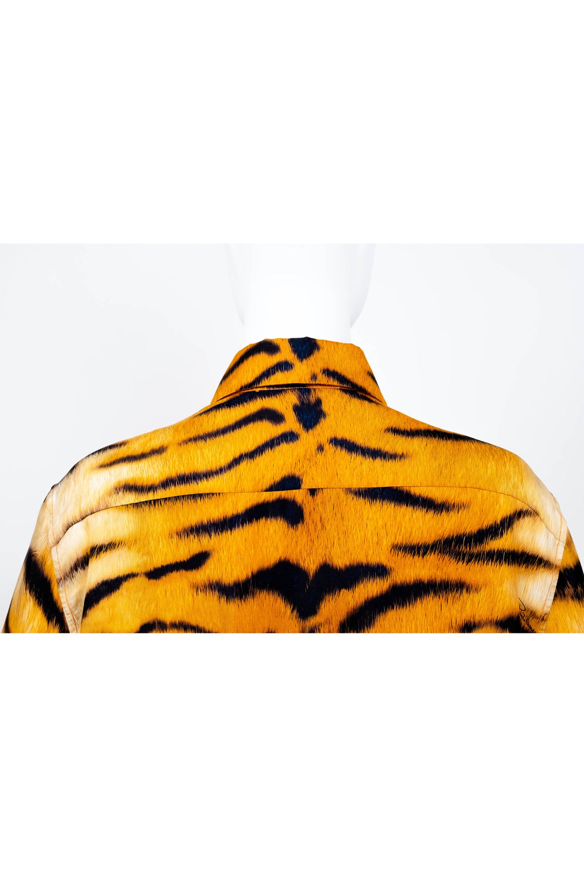 Roberto Cavalli Orange "Savage Tiger" Print Silk LS Blouse Fall 2000 Size L