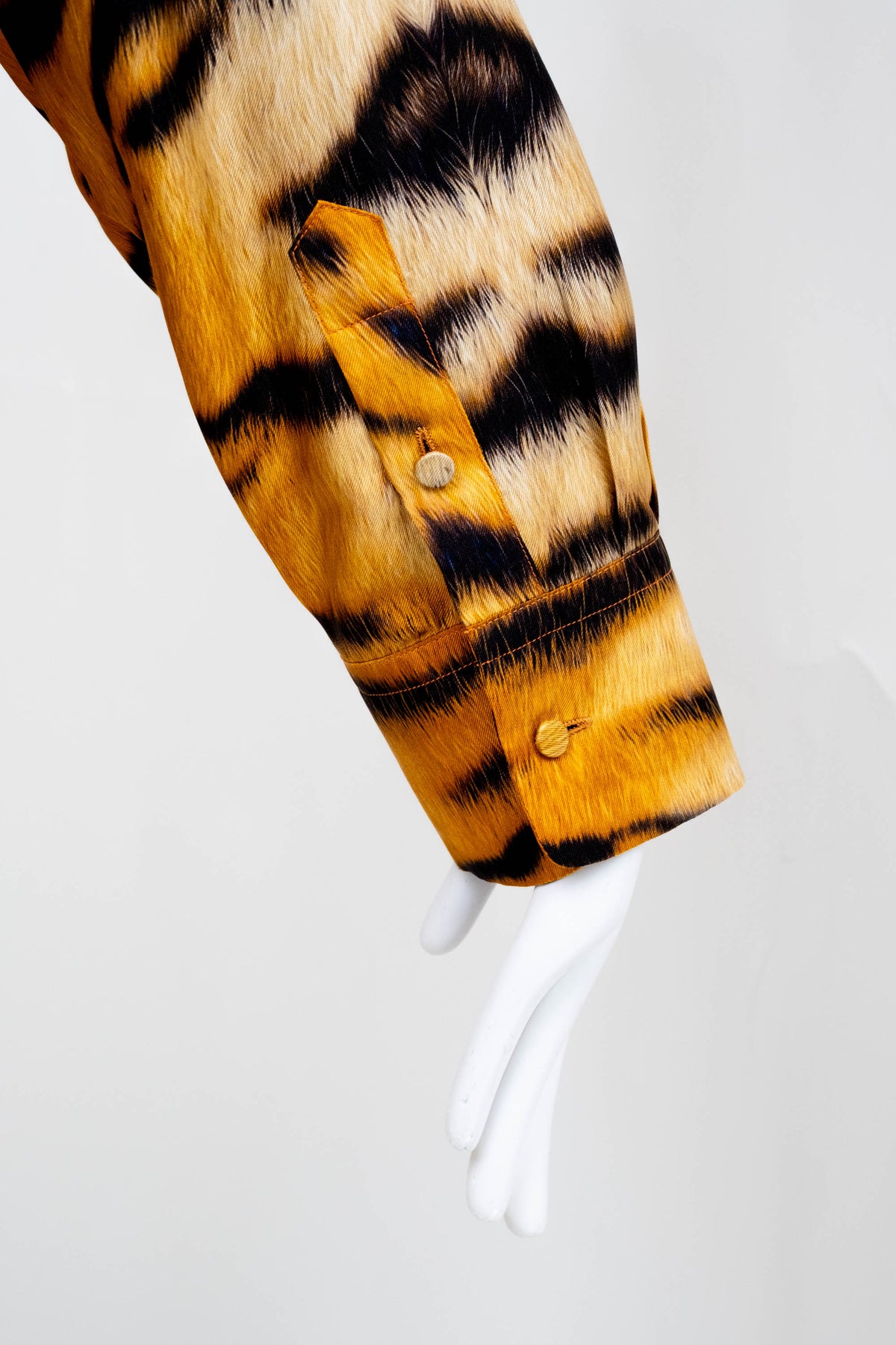 Roberto Cavalli Orange "Savage Tiger" Print Silk LS Blouse Fall 2000 Size L