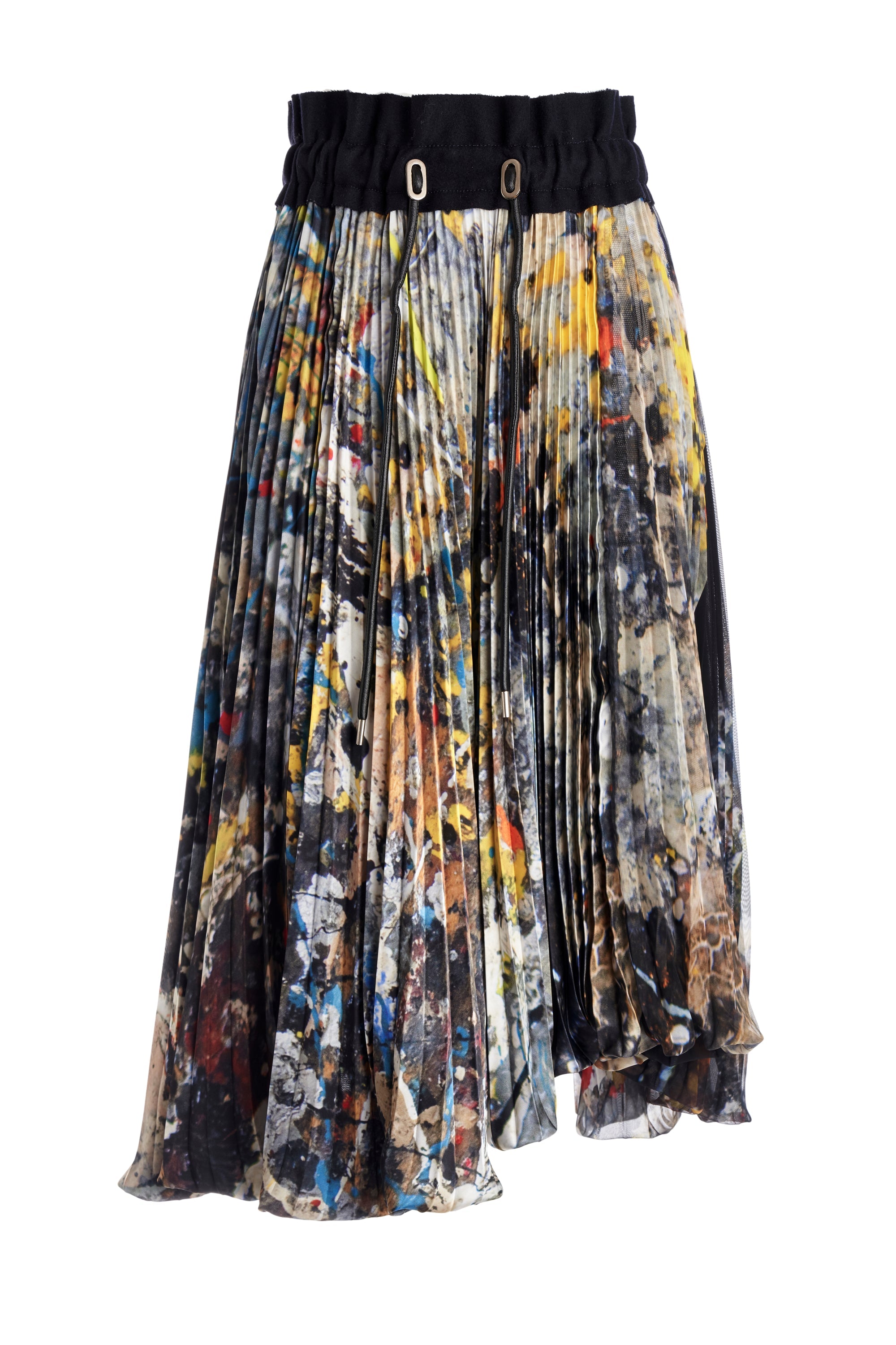 Sacai Pleated Jackson Pollock Skirt - Foxy Couture Carmel
