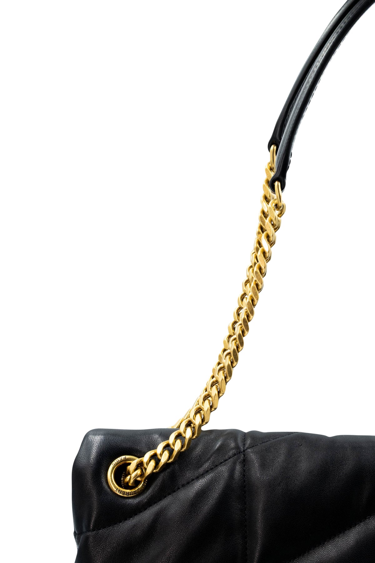 Saint Laurent Size Medium Black GHW Quilted Leather Puffer Lou Lou Purse