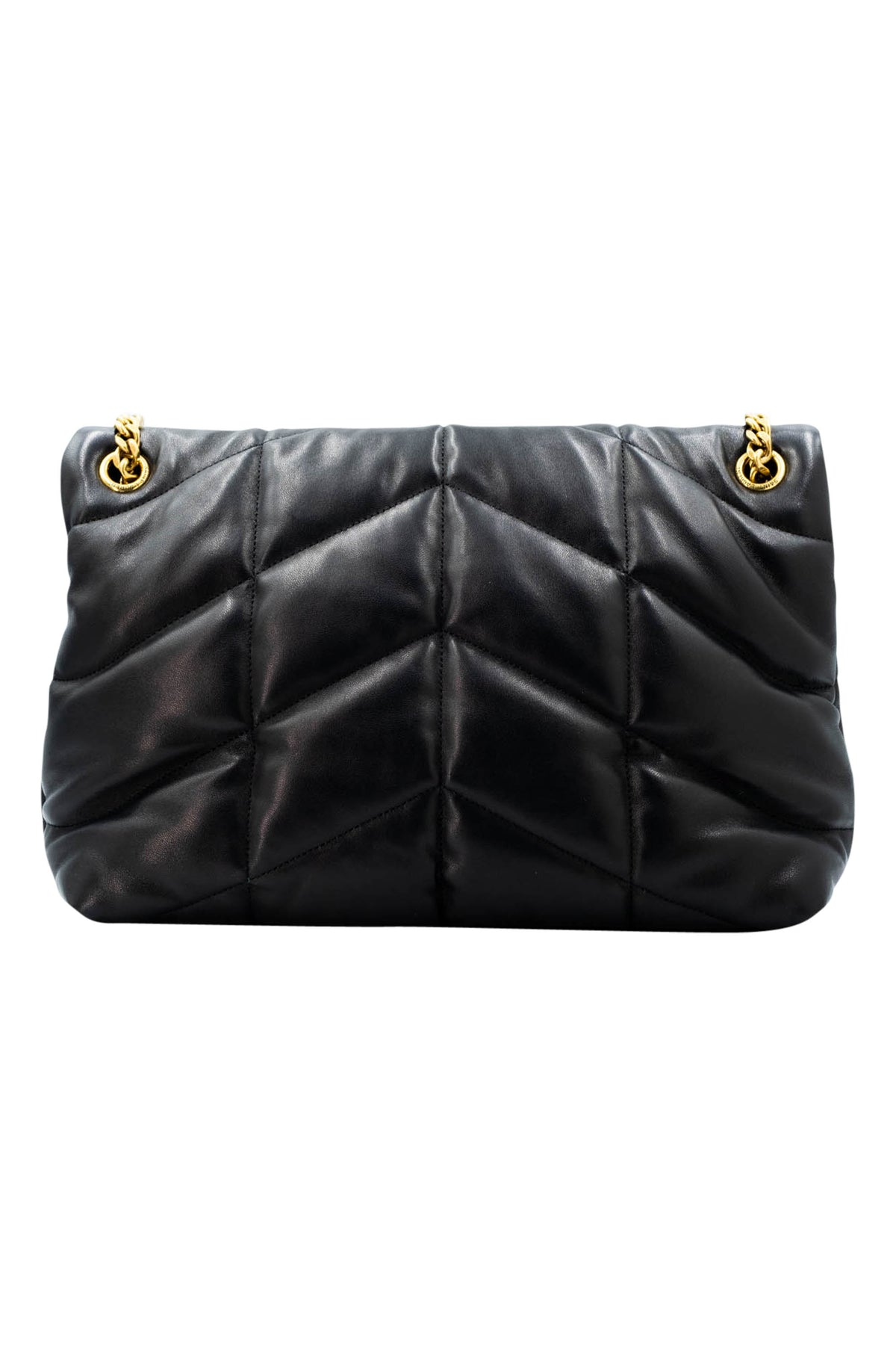 Saint Laurent Size Medium Black GHW Quilted Leather Puffer Lou Lou Purse