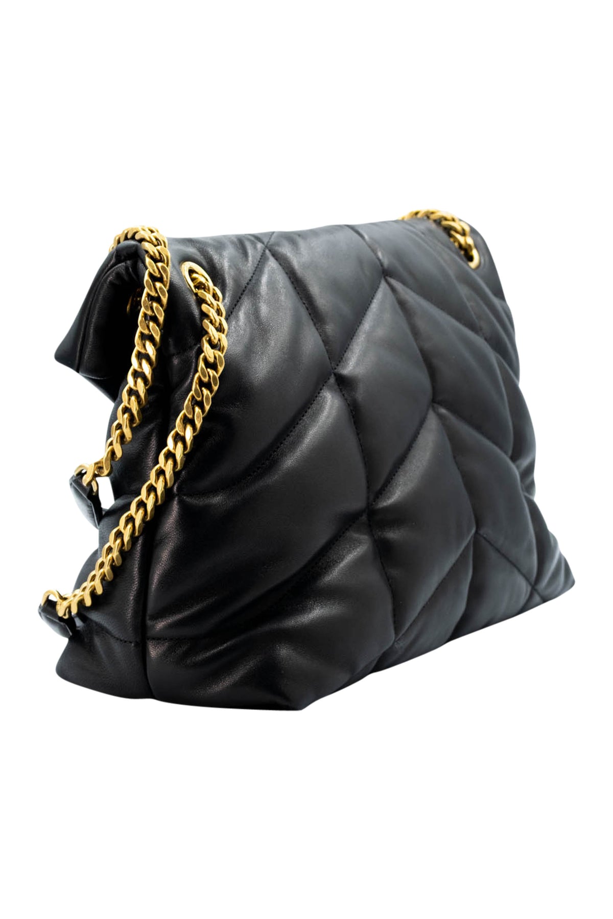 Saint Laurent Size Medium Black GHW Quilted Leather Puffer Lou Lou Purse